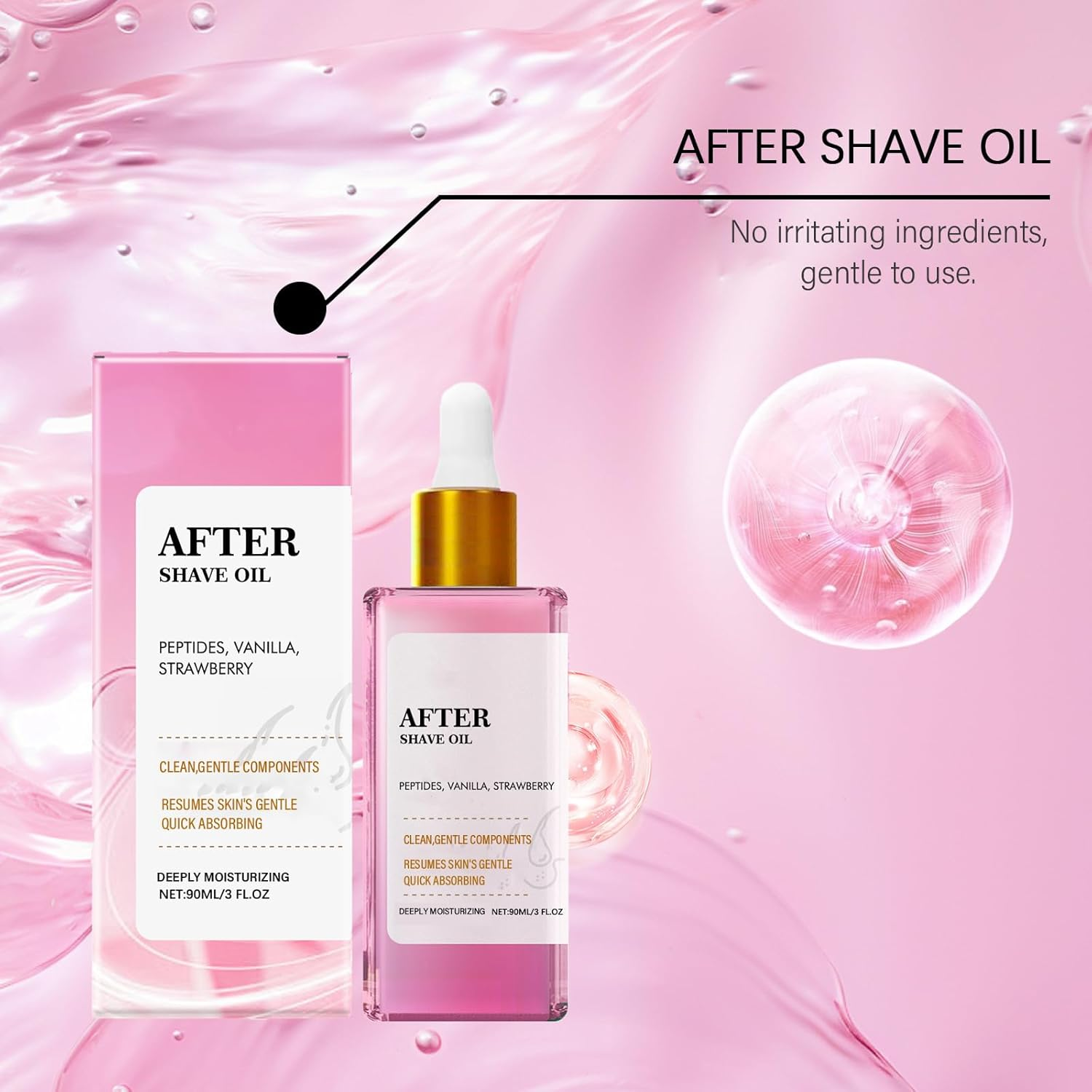 Strawberry Vanilla Aftershave Moisturizer, Smooth, Soothing Skin, Moisturizing and Nourishing Post-Shave, Gentle Shaving, Suitable for Mild, for All Skin Types (3Pcs) - 2Pcs image number 3