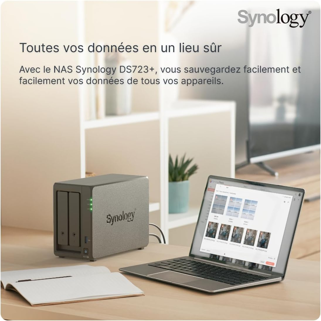 Synology Diskstation DS723+ 2-Bay 3.5" Diskless 2Xgbe NAS (Scalable),Amd Ryzen R1600 Dual Core, 2GB RAM, 1Xusb3, Esata
