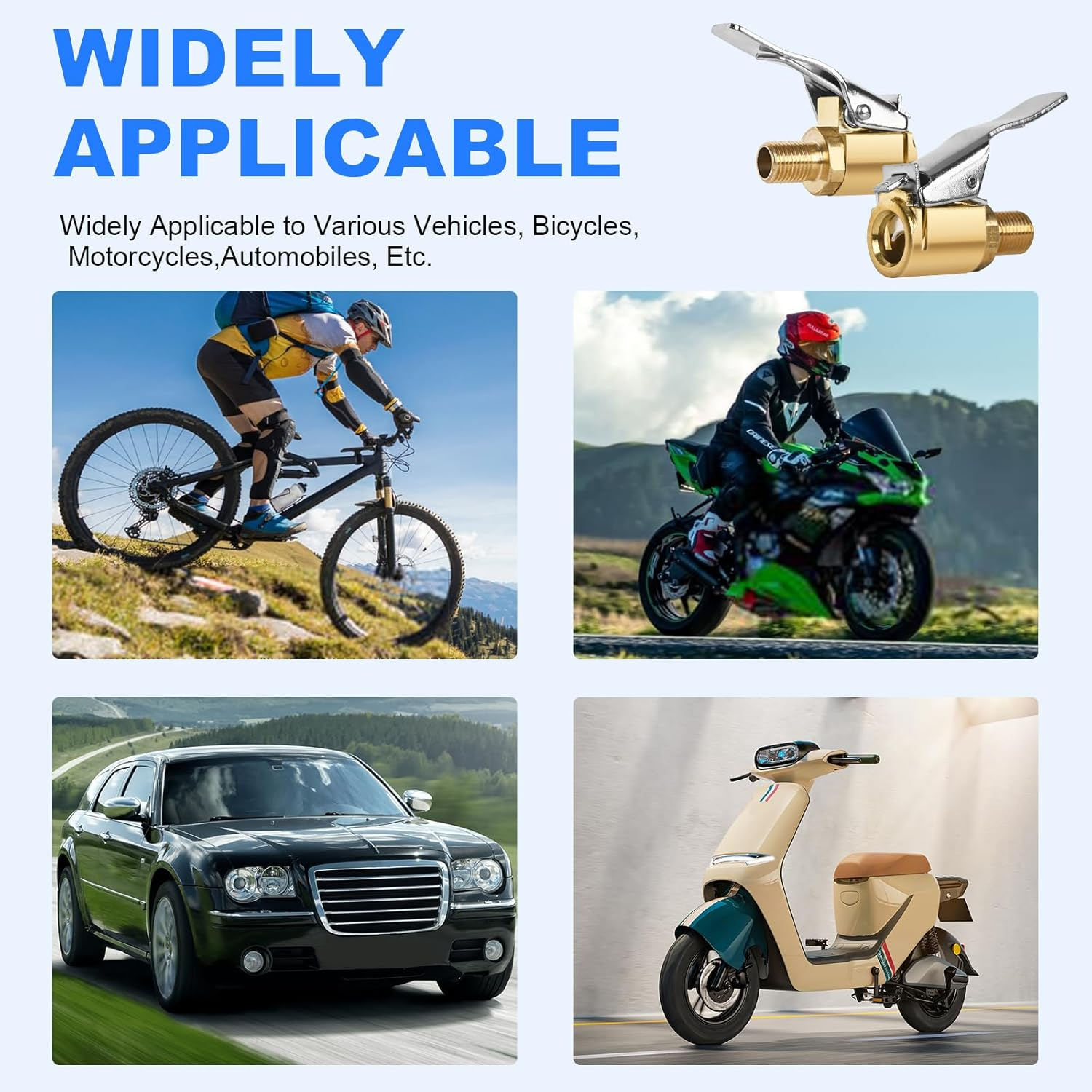 2Pcs Threaded Tire Inflator Collet, Brass Twist-On Connection Locking Inflator Nozzle Adaptor Hose Connector, Vehicle Inflator Compressor Pump Connection Accessory Tool for Leak-Free Tire Chucks image number 1