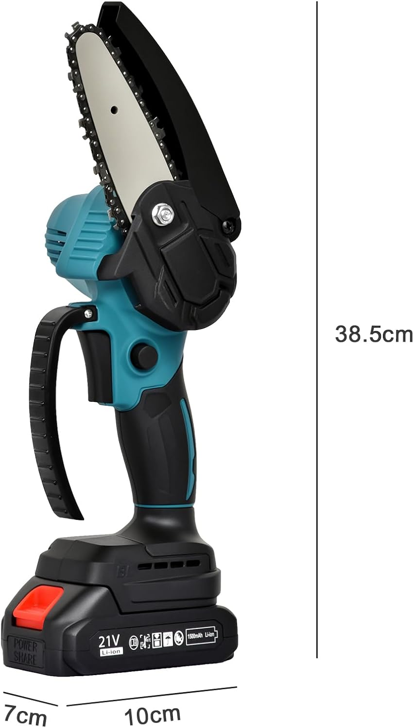 Oppsbuy 6/4 Inch Mini Chainsaw, 21V Portable Cordless Chainsaw with Safety Lock, 5000R/Min Brushless Motor for Tree Branch Cutting, Pruning, Gardening (2 Chains + Tool Kit Included) image number 5