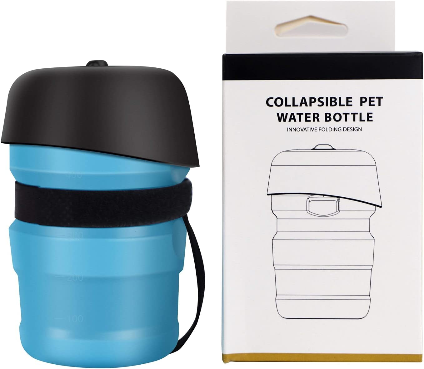 Pet Water Bottle, Folding Silicone Lid/Bowl, Food Grade, Travel Water Bottle, Dog Water Bottle (Blue) image number 5