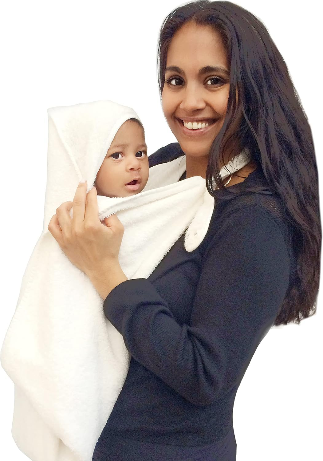 Cuddledry Hands-Free Baby Bath Towel | Soft Bamboo & Cotton Apron | Newborn Support & Gift | Fast-Drying, Safe & Absorbent | Grey