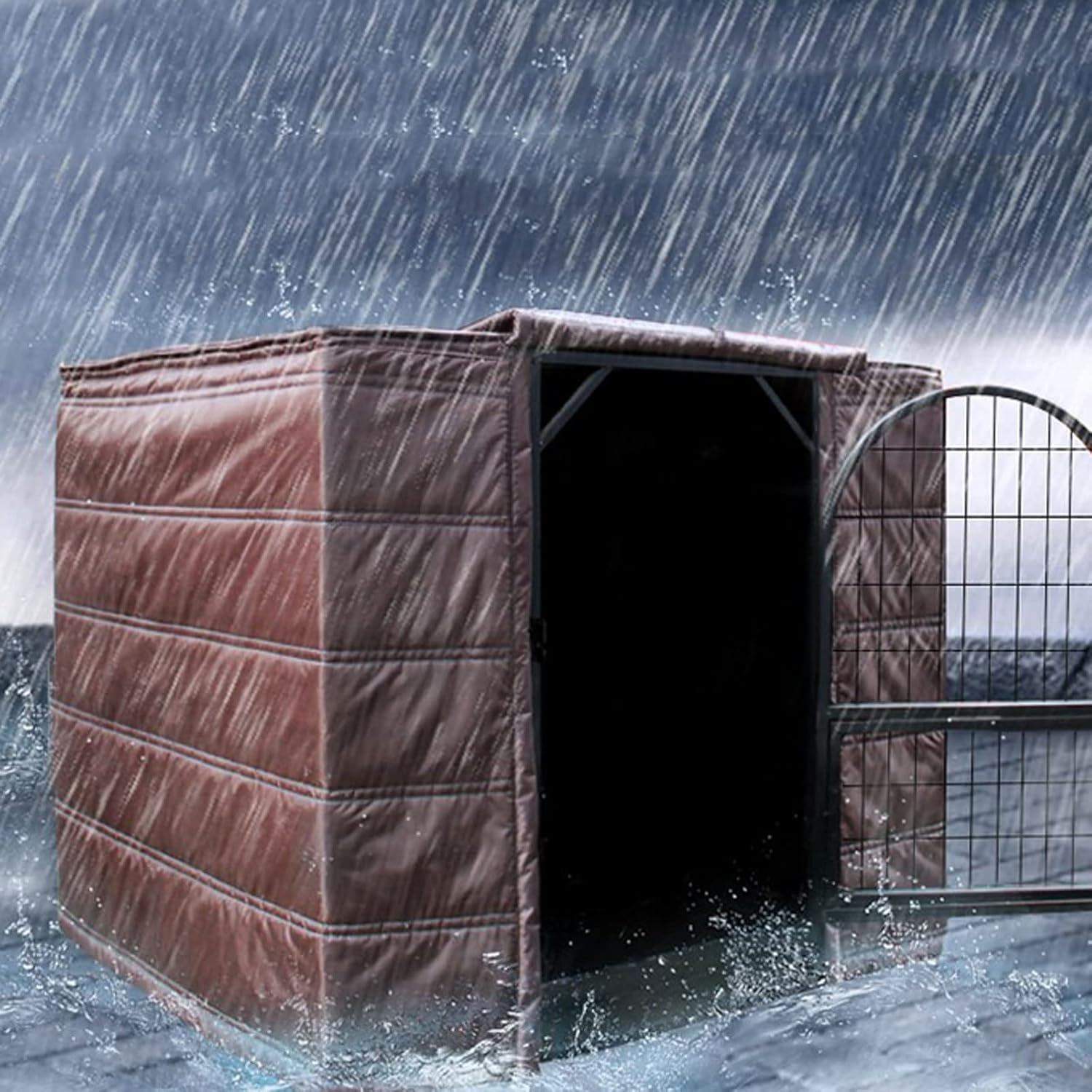 Dog Kennel Covers for Cold Weather Dog Crate Cover Insulated Winter Waterproof Soundproof for Wire Crates (Oxford Cloth+Cotton) Heavy Duty Cage Cover for Keep Pet Warm