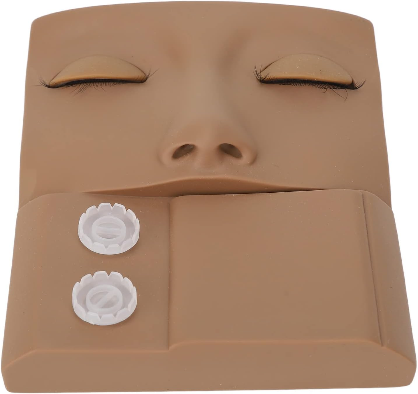 Lash Mannequin Head, 3 in 1 Eyelash Extension Mannequin Head with Lash Glue Rings Eyelash Extension Tray for Eyelid Eyelash Extension Practice Makeup Training, Soft Touch (Brown) - Brown image number 6