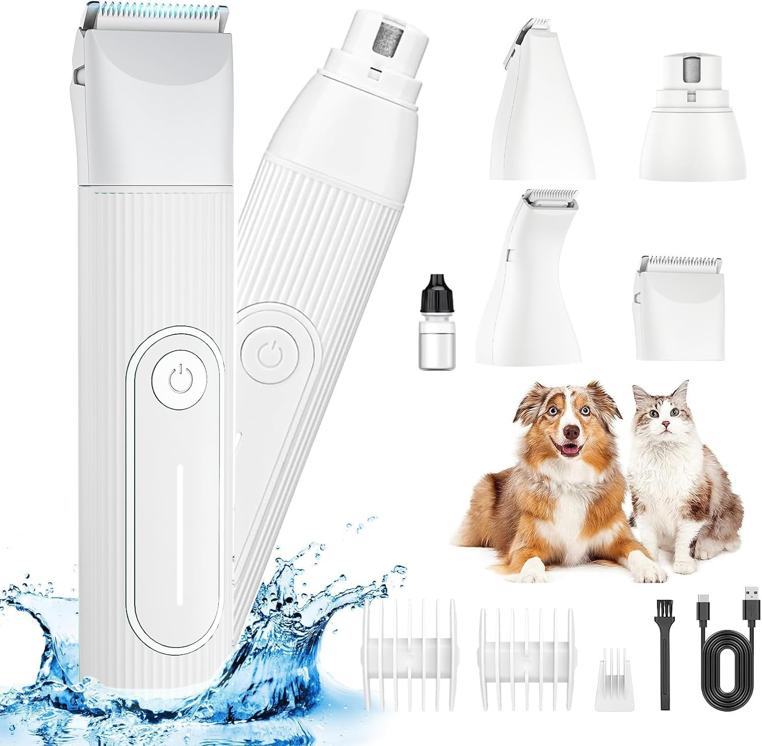 Dog Clippers Grooming Kit Hair Clipper-Low Noise Paw Trimmer- Rechargeable - Cordless Quiet Nail Grinder Shaver for Cats and Other Pets image number 4