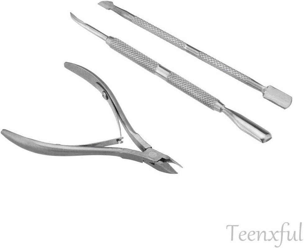 3 Stainless Steel Nail Cuticle Spoon Pusher Remover Cutter Nipper Clipper , Cuticle Nipper , Cuticle Cutter and Remover with Cuticle Pusher for Dead Skin - Durable Manicure Tools and Cuticle Clippers image number 5