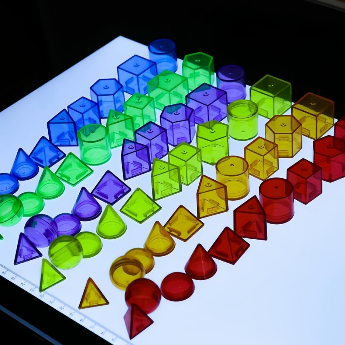 60 PCS 3D Shapes - Children'S Geometric Solids, Light Table Teaching Aids, Light Table Translucent Toys image number 1
