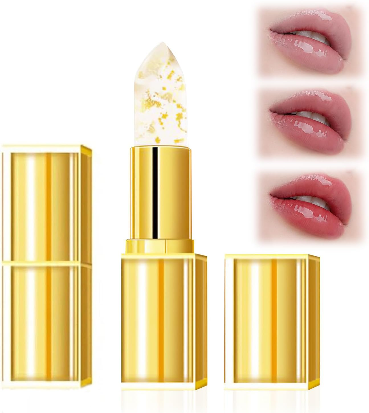 Bymolia Color Changing Lipstick, Transparente Transferproof Gold Crystal Color Changing Lip Stick for Women, Long Lasting 24 Hours Moisturizing Glossy Shine Lip Gloss, Deep Nourishment (1Pcs) image number 4
