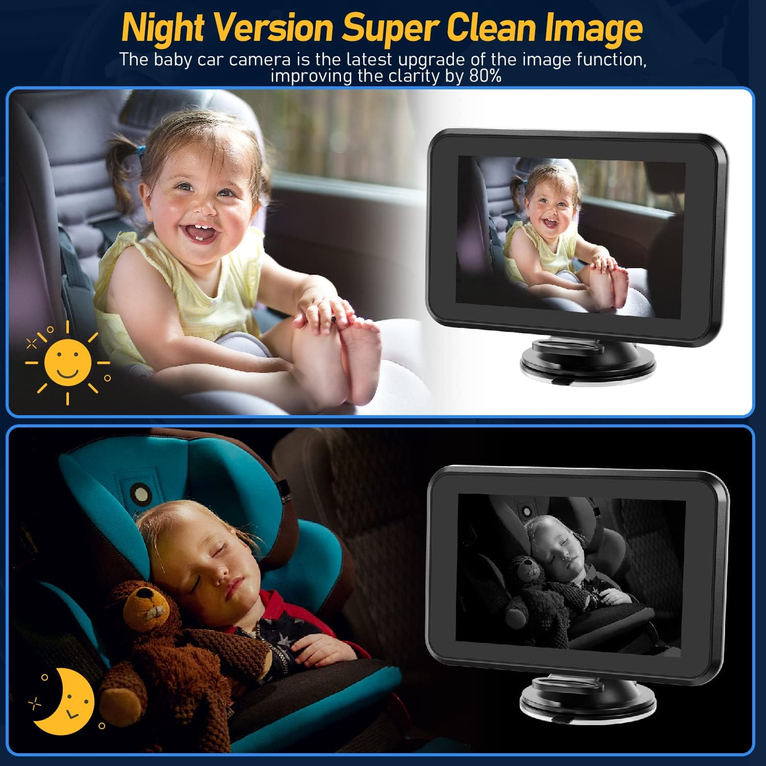 Itomoro Baby Car Camera, 4.3" HD Night Vision Car Baby Monitor with Camera, Safety Seat Baby Car Mirror for Rear Facing 5 Mins Easy Installation ACZ401 image number 2