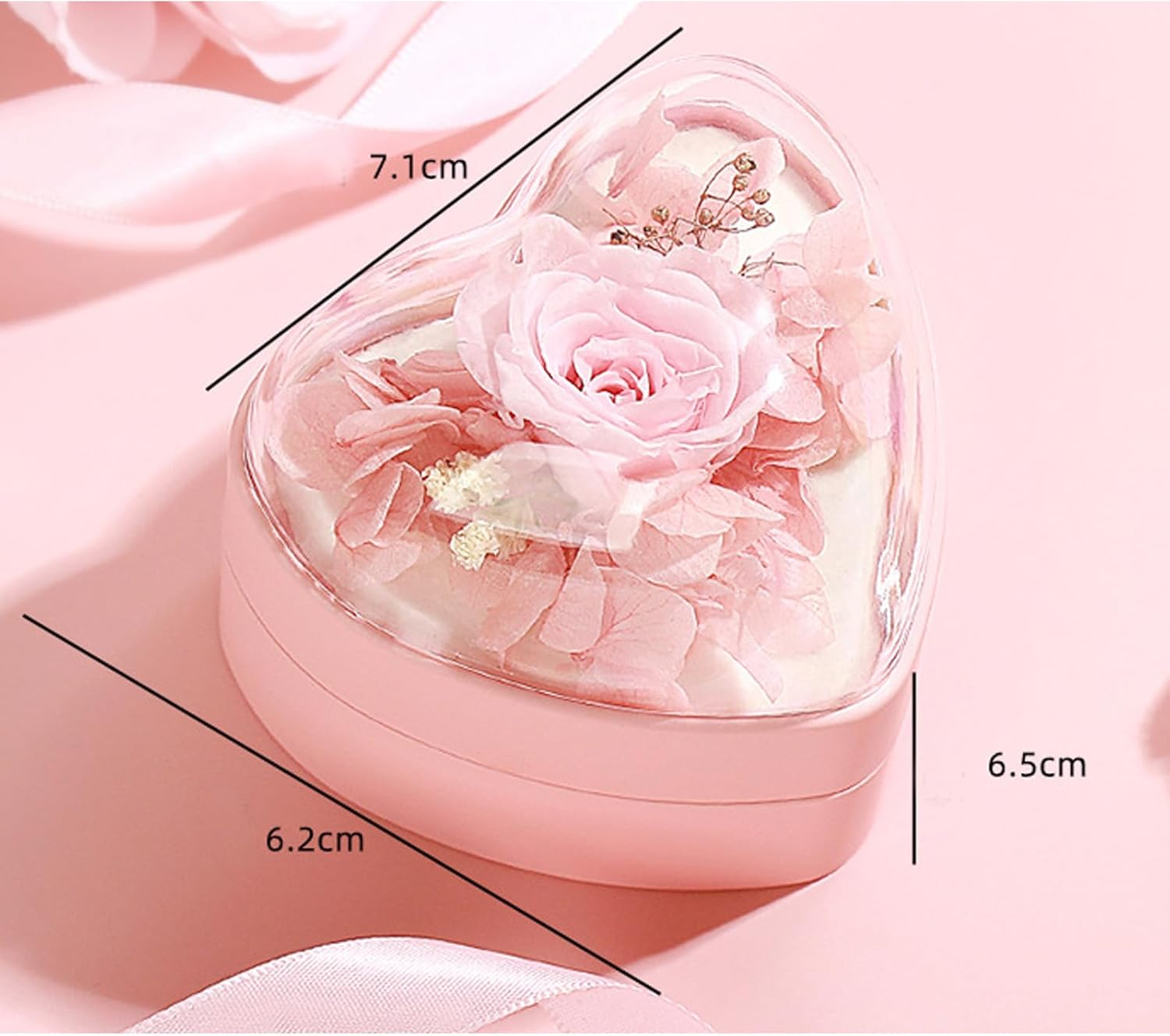 Lopsity Ring Box Pendant Box Heart Shape Jewelry Box Rose Flower Engagement Ring Box for Wedding/Engagement/Proposal/Birthday/Anniversary (Pink-Heart Pendant)