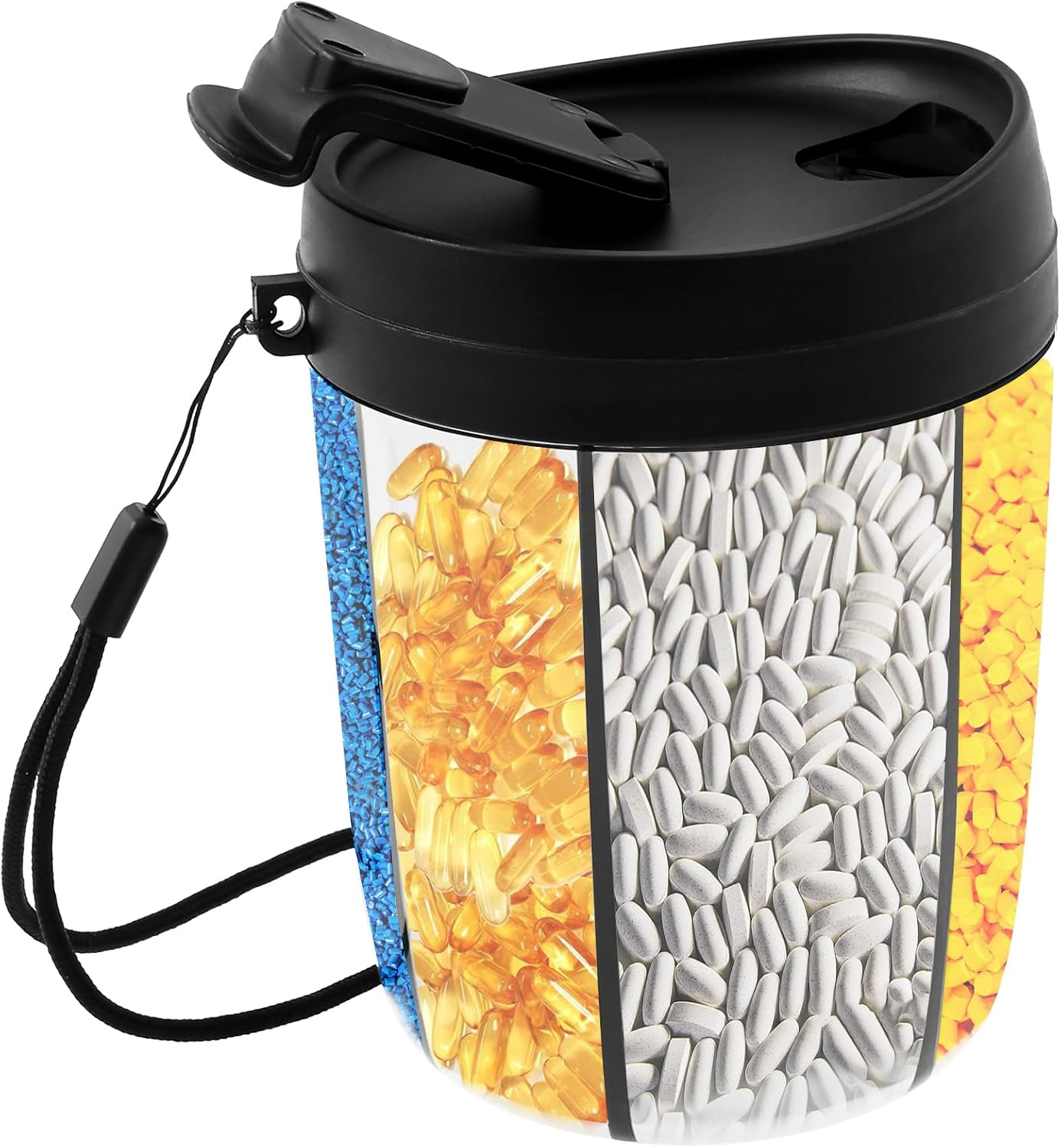 Large Pill Organizer, round Pill Box with 7 Compartments and anti Mixing Design, Space Saving Portable Pill Dispenser, Supplement Organizer for Outdoor Traveling (Black) image number 3