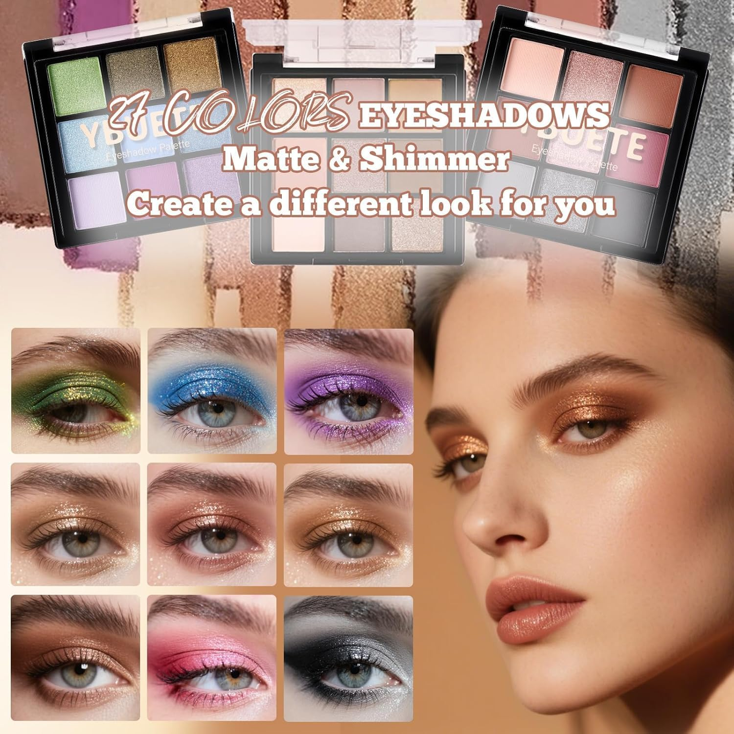 YBUETE Makeup Full Kit for Beginners Girls Women, Travel Makeup Set Present for Her,Cosmetic Set Include Eyeshadow Blush Lip Gloss Peel off Lip Stain Eyeliner Mascara Eyebrow Pencil Cosmetic Bag - Multi-Colored image number 7