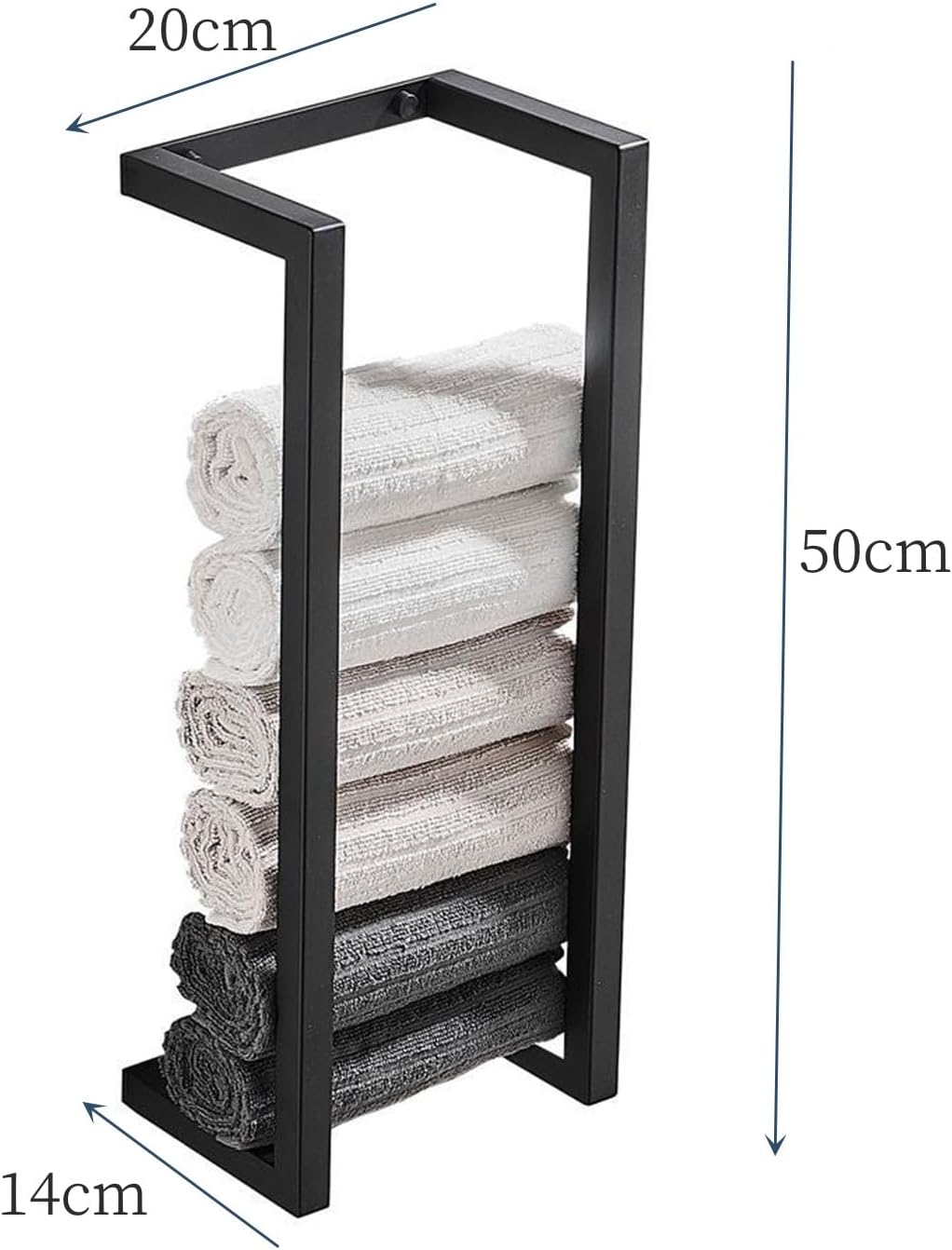 Wall Mounted Towel Rack for Bathroom, Metal Organizer, Bath Towel Holder for Modern Small Space Storage image number 2