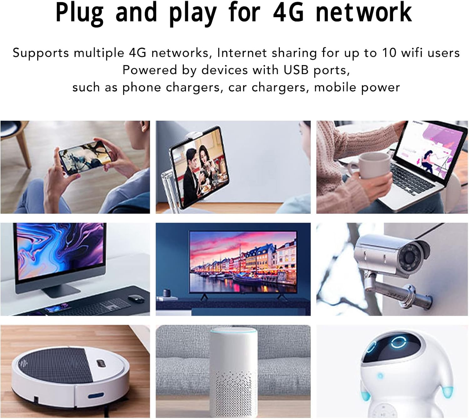 4G LTE USB Portable Wifi Router, Portable 4G Router with SIM Card Slot, Travel Hotspot Mini Router Unlocked 4G Dongle, up to 10 Users