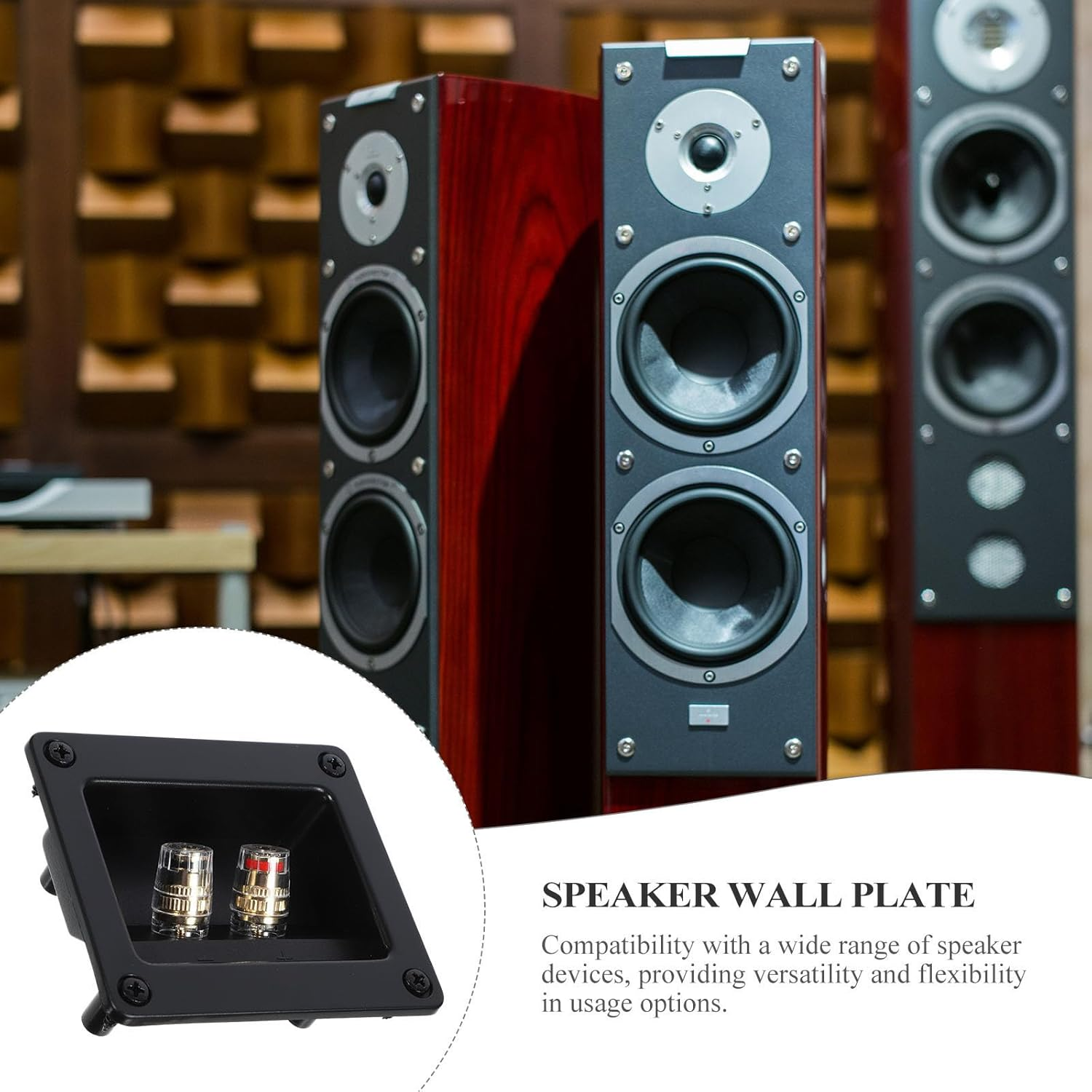 Vaguelly Junction Box 2-Way Speaker Wall Plate Loudspeaker Connector Terminal Cup Sound Equipment Accessory for Home Audio Systems