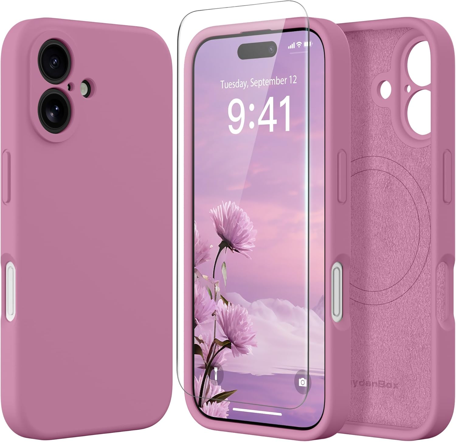 Suydanbox Magnetic for Iphone 16 plus Case, Compatible with Magsafe, [Full Camera Protection][Screen Protector] Silicone Shockproof Protective Phone Case for Iphone 16 plus 6.7", Red