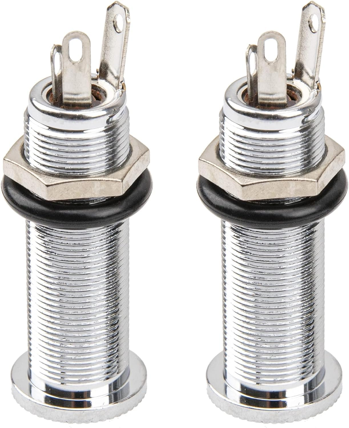 Coehaopikejack, Output Jack Input Plug Sockets Electric Guitar Bass, with 3 Pins 1/4 Inch Barrel Jack Input/Output Mono Guitar Parts & Accessories, Silver (Black)