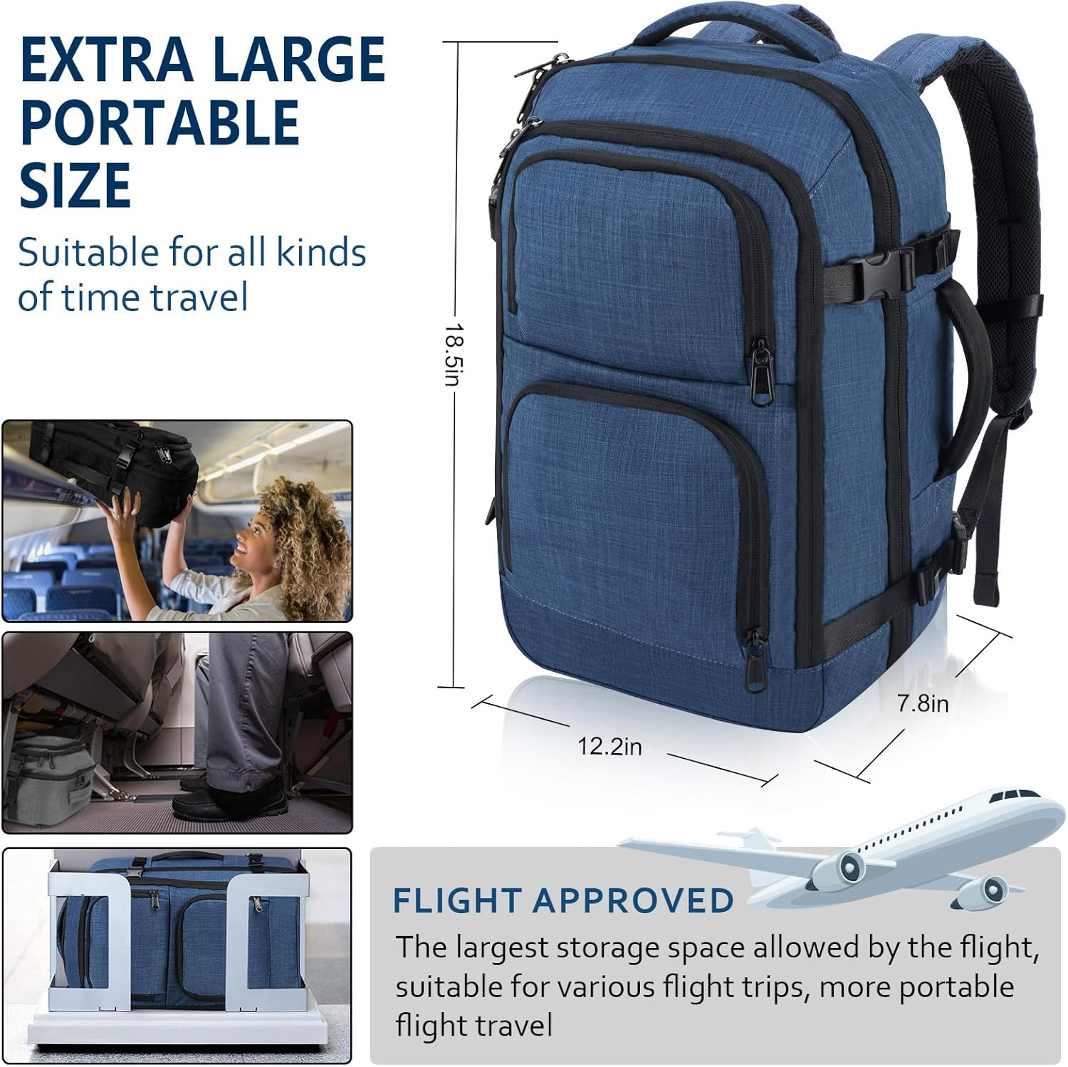 Dinictis 40L Flight Approved Travel Backpack, Waterproof Business Carry on Backpack Fit 15.6 Inch Laptop, Durable Weekender Bag for Men and Women image number 1