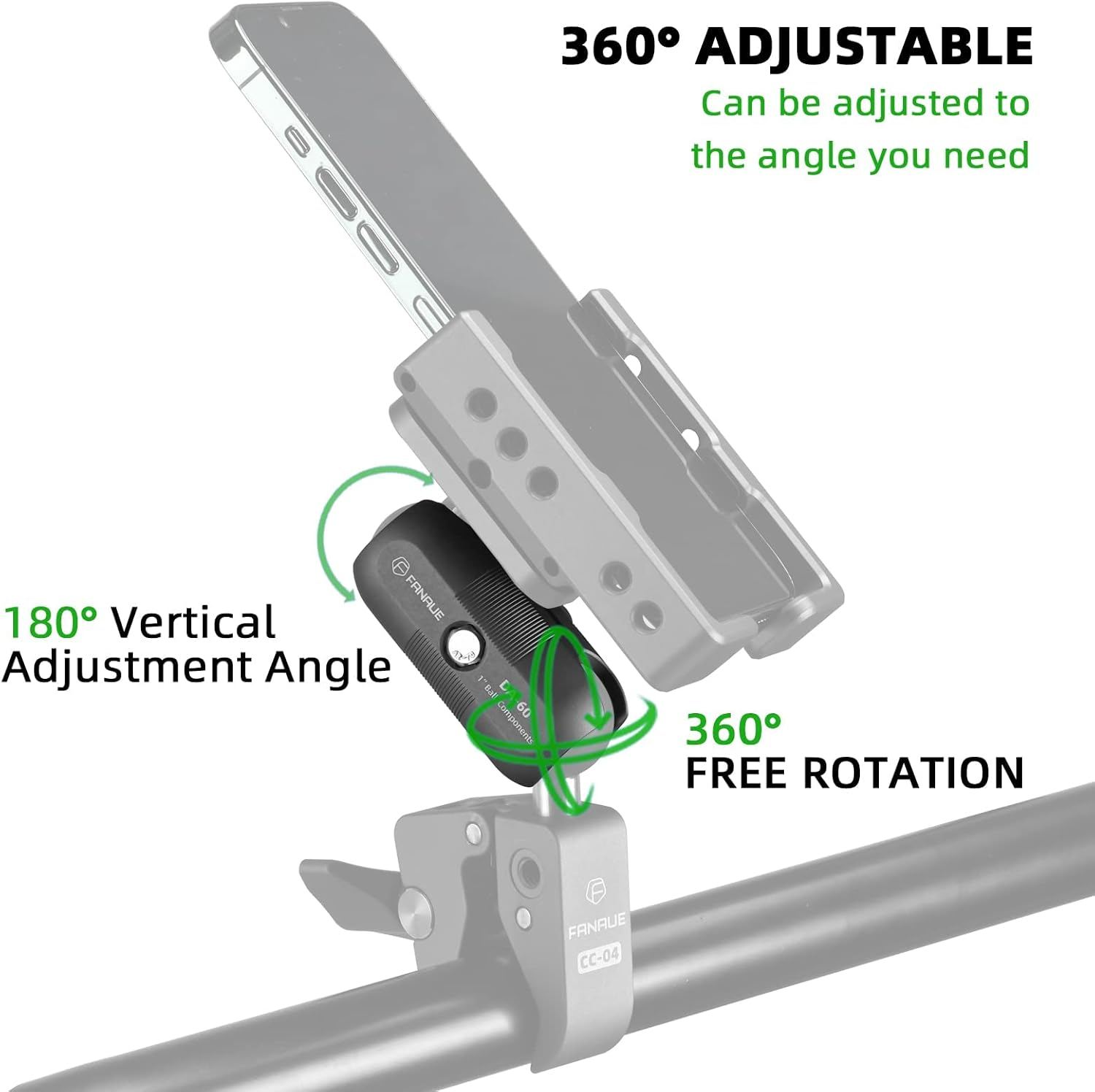 FANAUE Double Socket Arm Compatible with B Size 1" Ball Components for RAM Mounts (Short Arm)