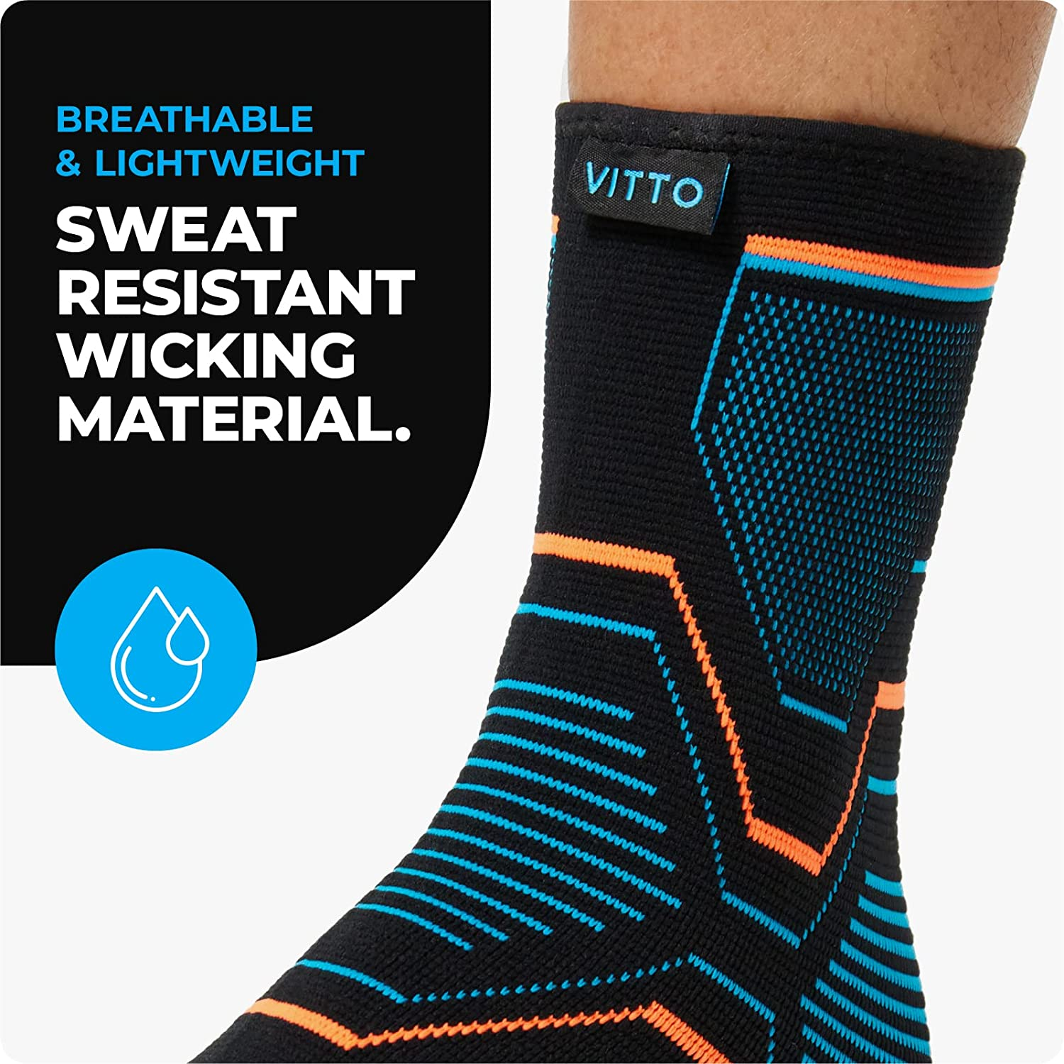 VITTO Ankle Brace for Sprained Ankle - Ankle Support for Arthritis, Joint Pain, Strains, Injury, Recovery, Rehab, Sports - Multi Zone Compression Sleeve (Sleeve, L) image number 2