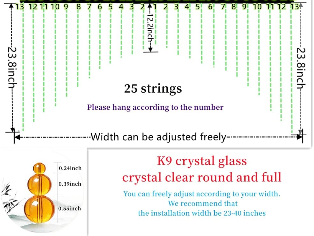 Rekelola Hanging Glass Door Beads Beaded Curtains Valance Self-Adhesive for Doorways Crystals Stran Arched Windows, Clear Crystal Room Bead Partition Curtain Frame Closets 7 Red (Zl-202304-Red) - Blue image number 7