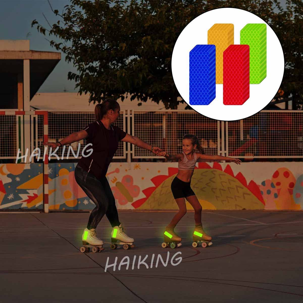 Reflective Stickers, 40 Pcs 1.18 * 3.15In Waterproof Safety Warning Reflective Stickers for Car, Bike, Motorcycle, Helmets (Yellow, Red, Orange, Blue) image number 4