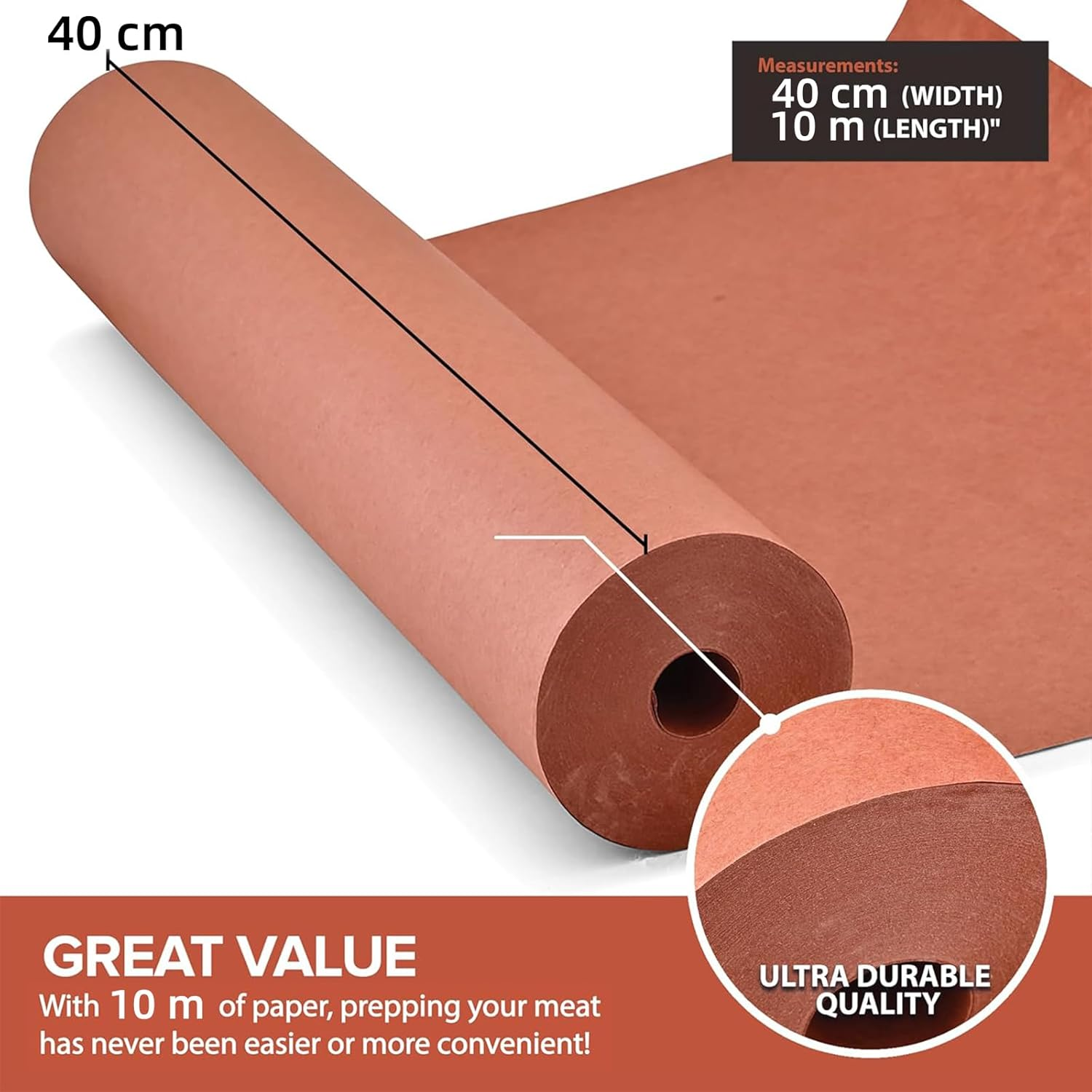 Pink Butcher Paper Roll - Food-Grade Peach Butcher Paper for Smoker, BBQ, Grilling, Smoking Meat - Unbleached, Uncoated and Unwaxed (40Cm X 10M) image number 4