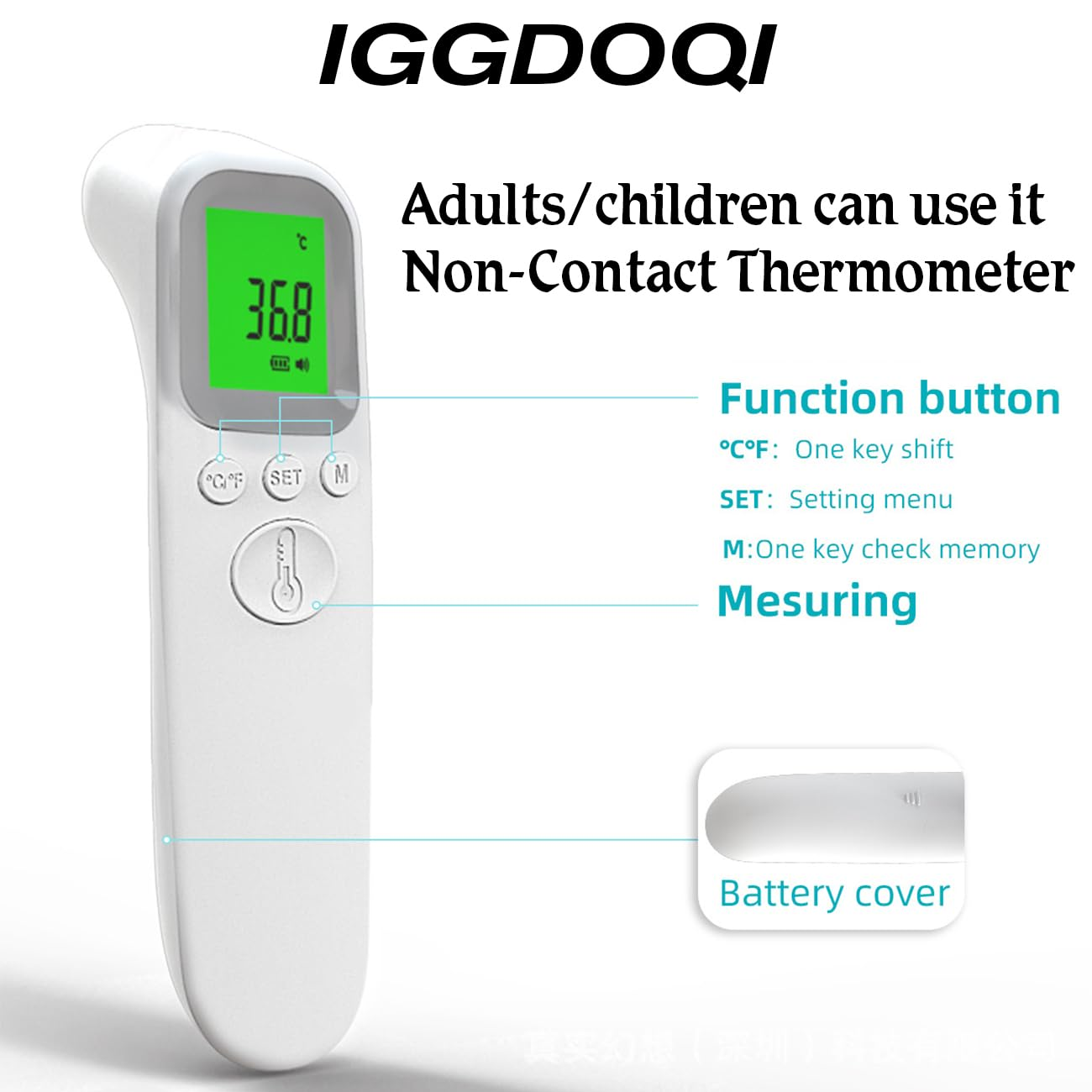 IGGDOQI Touchless Baby Thermometer, Infrared Forehead and Ear Thermometer, Medical Temporal Thermometer for Adults, Kids, Babies, LCD Screen, Memory Stroage and Fever Alarm(Not Include Any Battery)