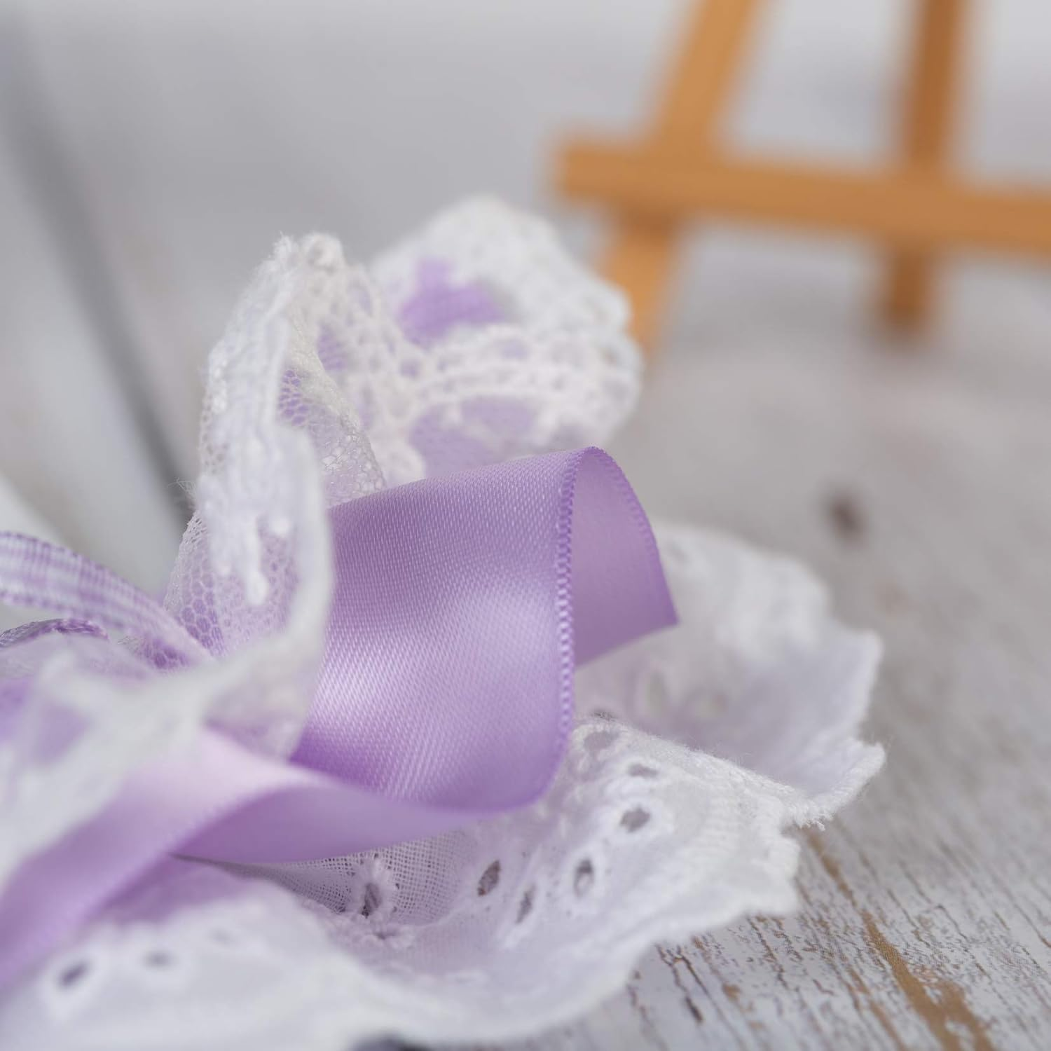 FUN LAVIE 2PCS Dog Cat Collar Water Drop Pearl Bow Lace Pet Bib Cute Scarfs Necklace Neck Strap for Pet Costume Supplies Purple image number 4