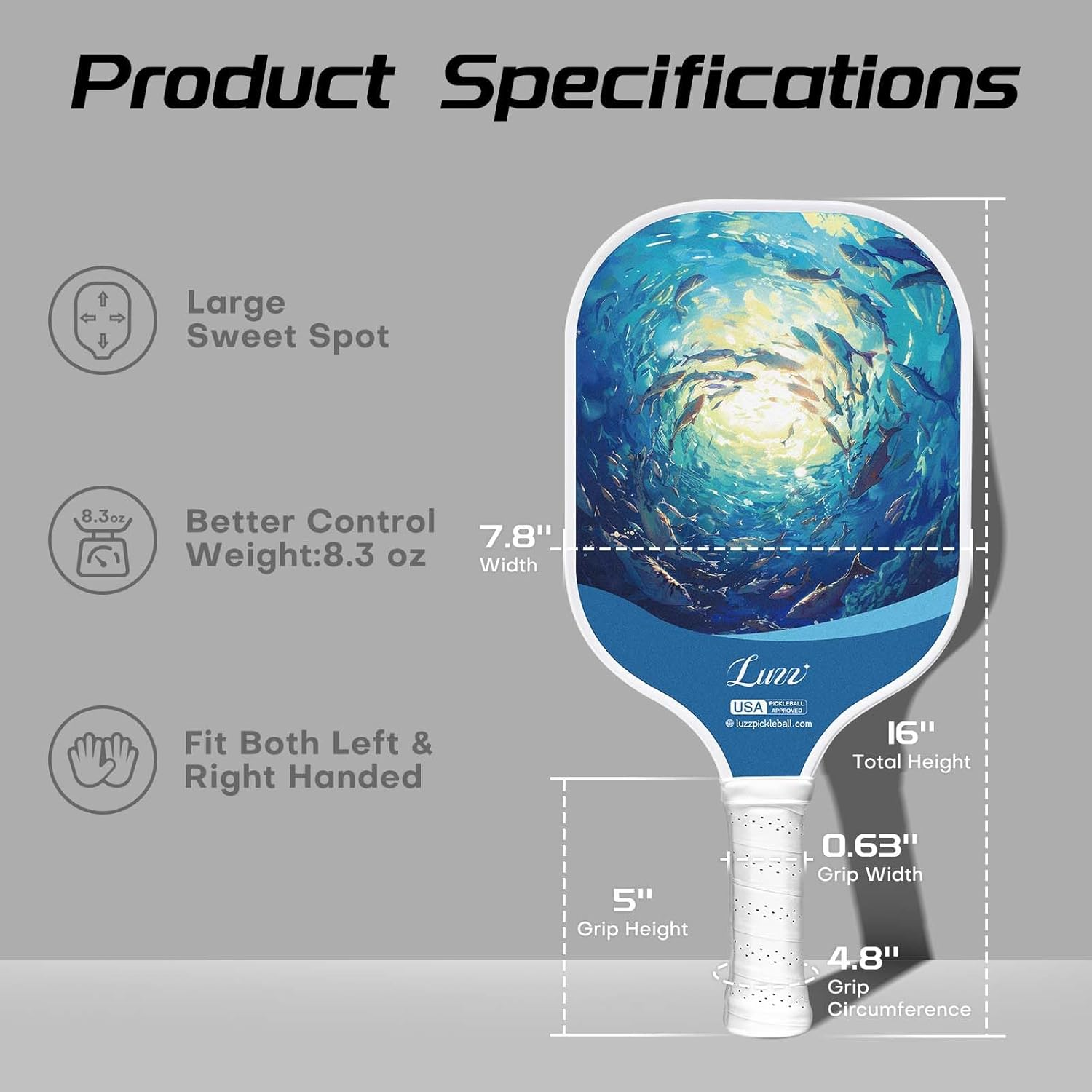 Luzz Pickleball Paddle Set of 2, USAPA T700 Carbon Fiber Pickleball Paddles Set Includes 4 Pickleballs &1 Bag,Lightweight 2 Pack Pickle Ball Paddles,Sandblasted Surface image number 3