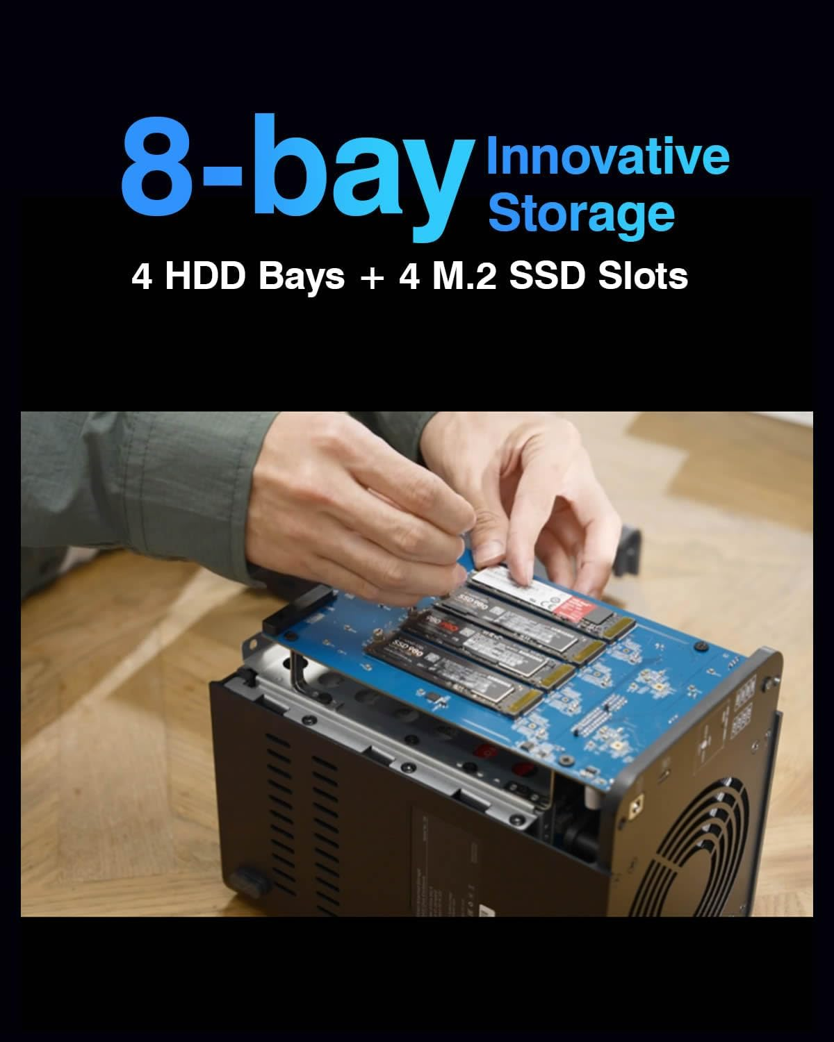 TERRAMASTER D8 Hybrid HDD Nvme Enclosure USB 3.2 Gen 2 10Gbps Type C 8Bay USB Storage Supports RAID 0/1/Single/Jbod Exclusive 2+6 RAID Hybrid Disk Array (Diskless)