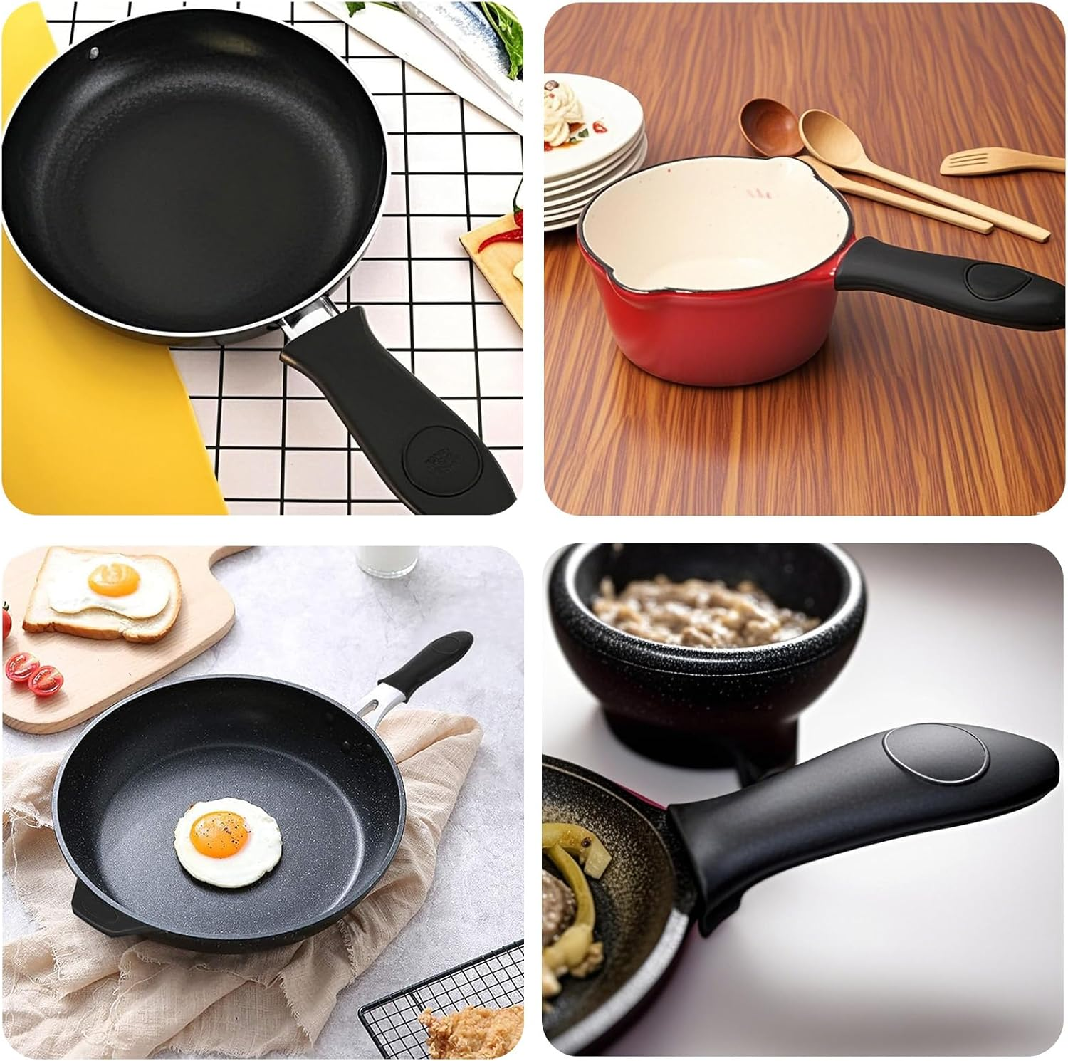Non-Slip Silicone Handle Holder, Pyhot 2 Pack Black Silicone Cast Iron Handle Cover Skillet Grip Sleeve Cover for Pans Cookware