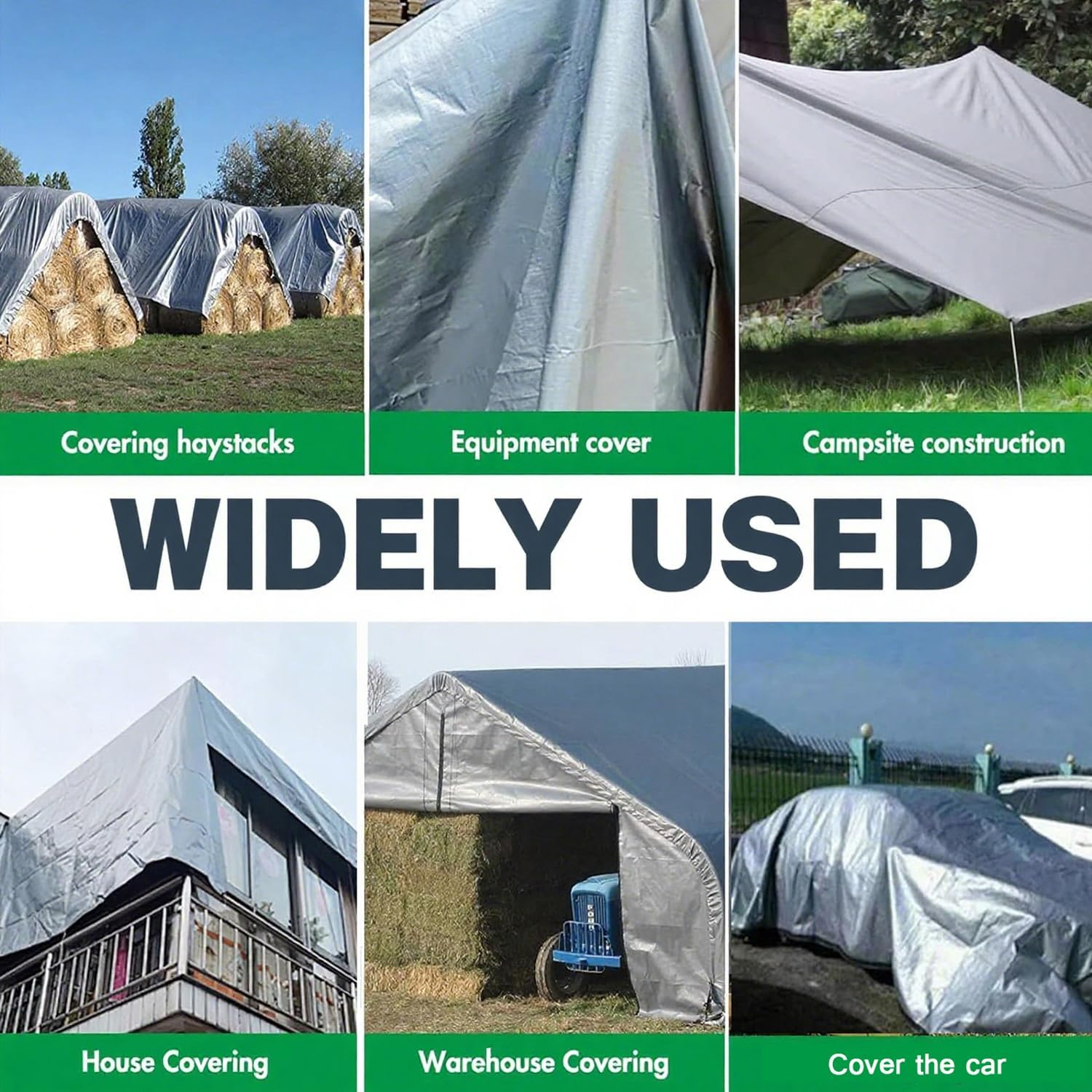 Xinghonyac PE Foldable Tarps, Tarps Heavy Duty Waterproo with Storage Bag and Ground Pegs, Waterproof Rug, Outdoor Sunshade & Rainproof Cover for Gardens, Camping, Rvs(300 X 400Cm) image number 6