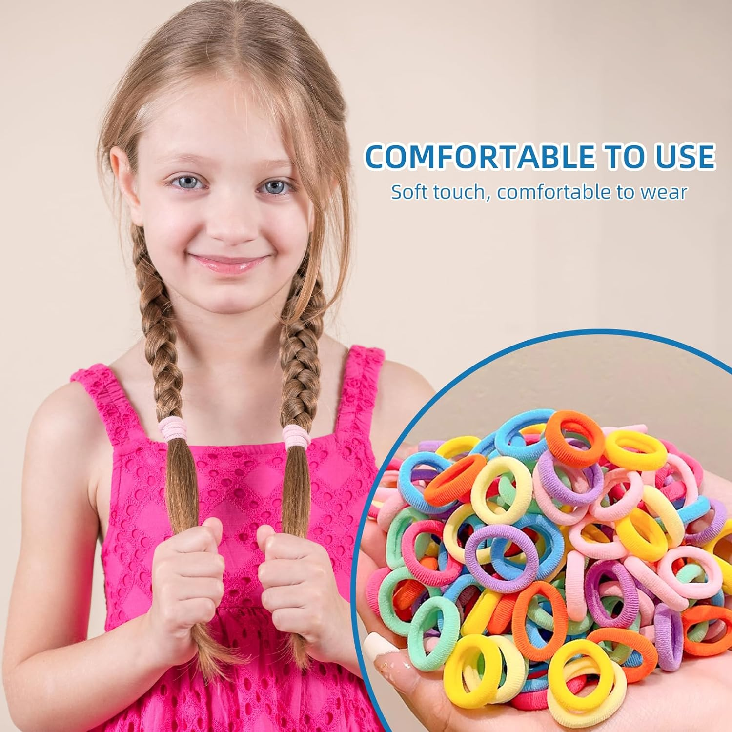 Pack of 100 Hair Bobbles Girls Colourful Elastic Hair Bobbles Small Hair Bobbles Colourful Mini Seamless Hair Bands Ponytail Holder Soft for Little Girls Children image number 3