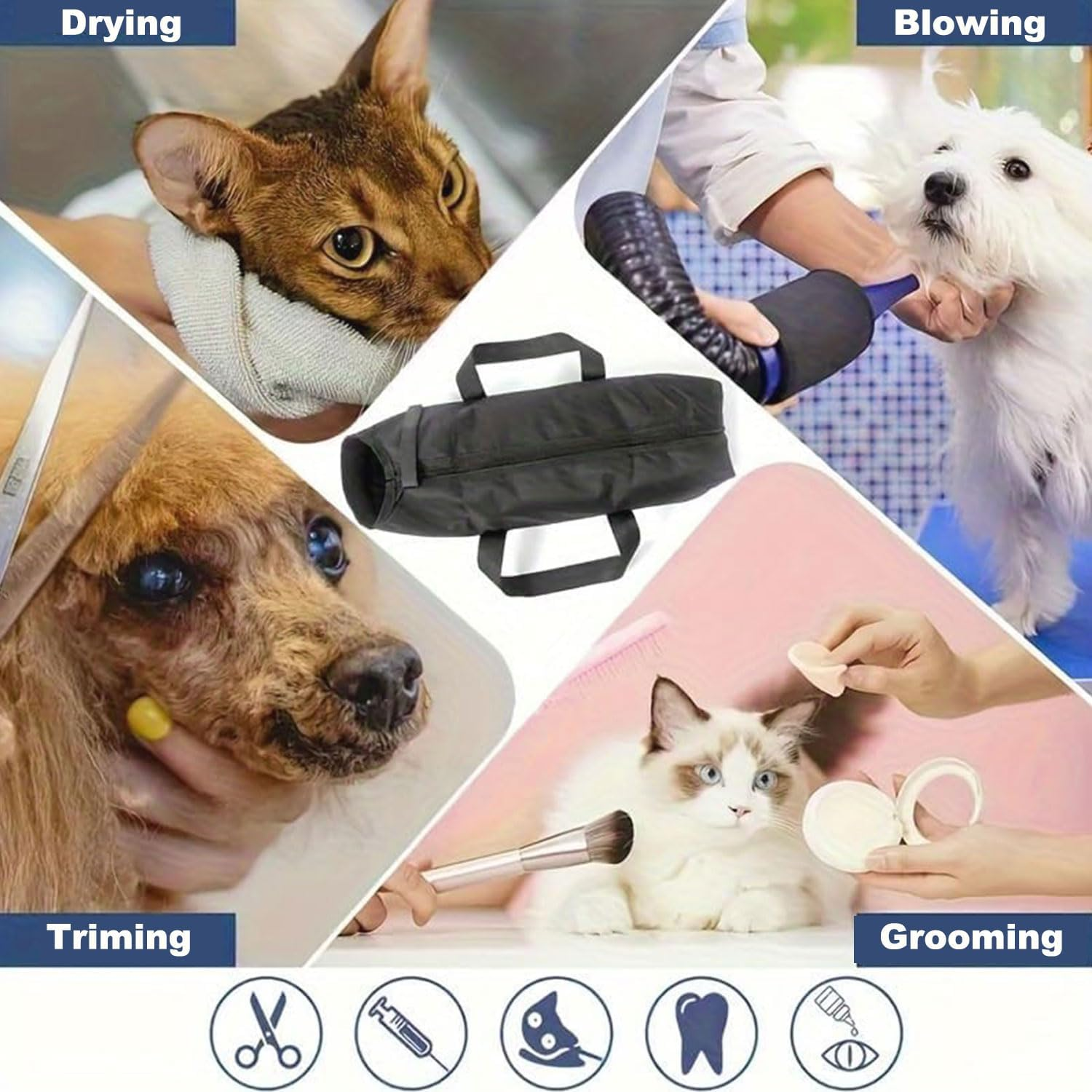 Cat Grooming Bag, Wear-Resistant Cat Shower Bag, Pet Portable Grooming Bags, Scratch Resistant Multifunctional Breathable Pet Bathing Restraint Bag for Washing, Bathing, Nail Trimming (Black) image number 3