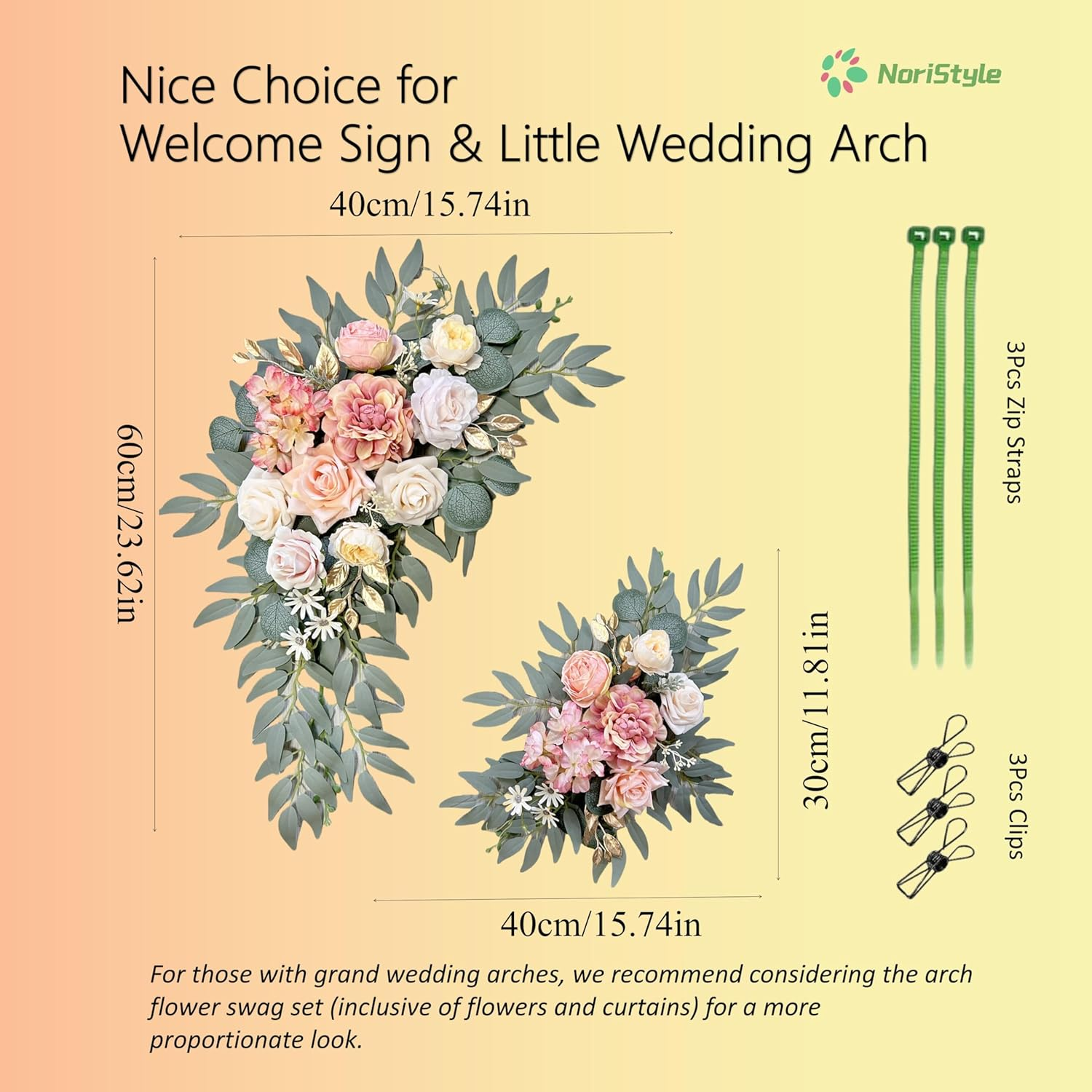 Artificial Flowers Silk Upgraded Swag Set for Wedding Arch Anniversary Welcome Sign Celebration Reception Floral Party Engagement Chair Floral Backdrop Decorations (Peach Pink) - Orange Red image number 7