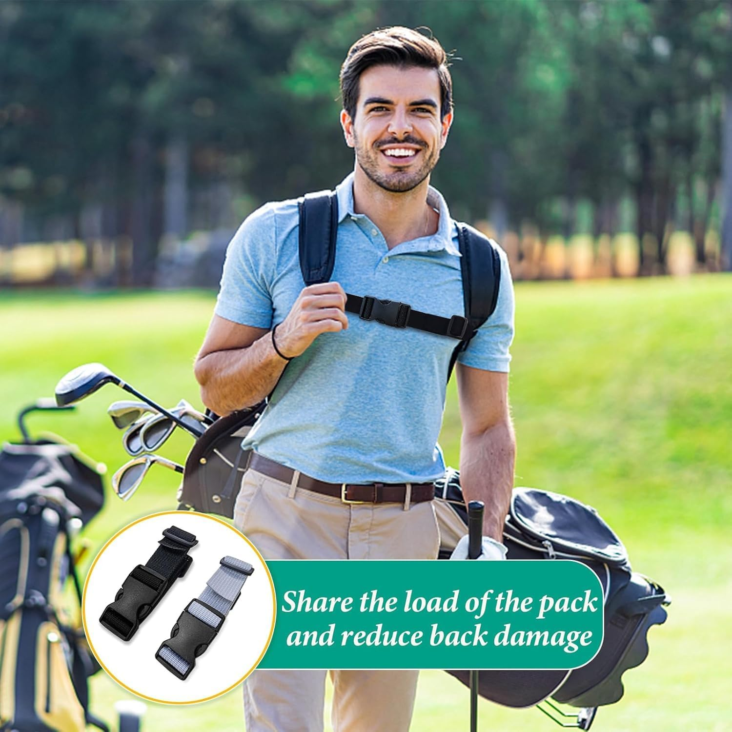 2 Pair Backpack Chest Strap, 2.5Cm Adjustable Sternum Straps for Backpacks Chest Harness Strap Quick Release Backpack Straps Backpack Clips Anti-Slip for Pack Luggage (Grey, One Size) image number 4