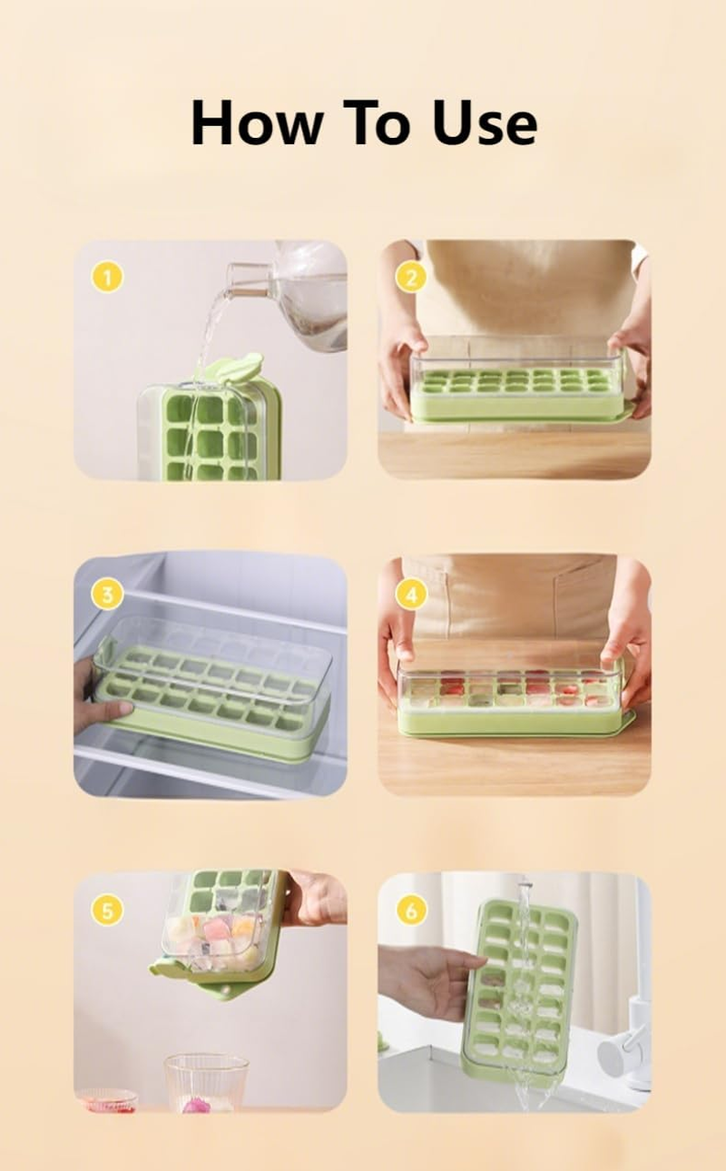 ANAVE Magic&trade; Next-Gen 21-Cube Vertical & Silicone Ice Cube Tray with Leak-Proof Lid Stackable Bin - Easy Pop-Out, Space-Saving Large Capacity Freezer Cube Maker for Whiskey, Cocktails image number 2