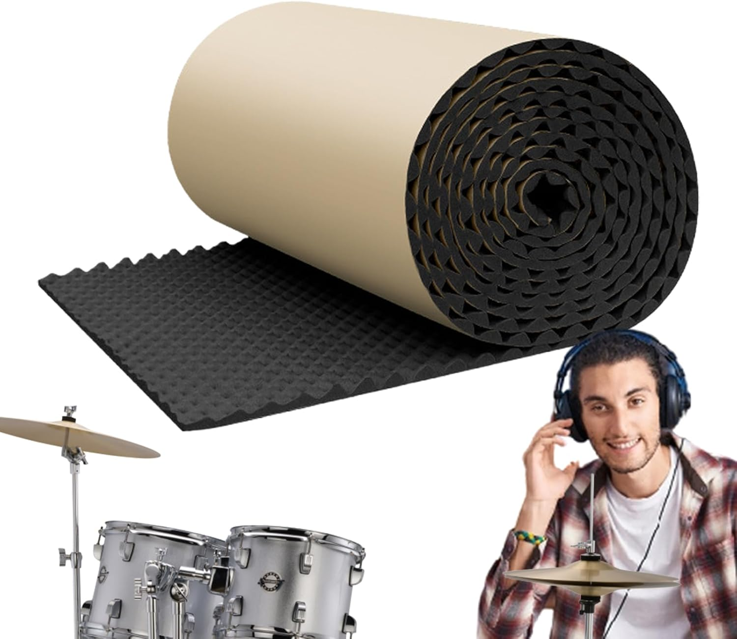 Sound Proofing Panels for Walls, Acoustic Panels Sound Pads, Fire Resistant Acoustic Insulation, Self-Adhesive Sound Barrier, Car Studio Soundproofing Material image number 3
