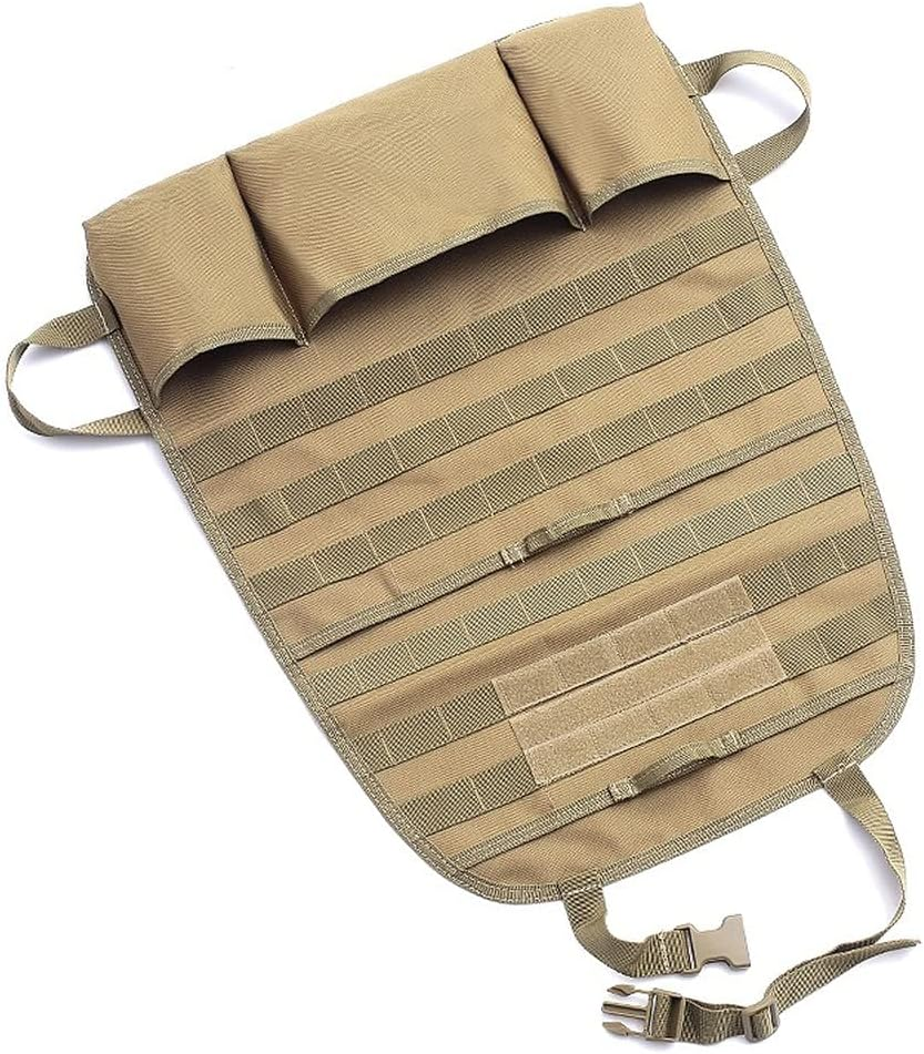 Car Seat Back Organizer, Tactical Molle Nylon Vehicle Panel Universal Fit Car Backseat Cover Protector (Olny Tan Molle Seat Organizer) - Green image number 2