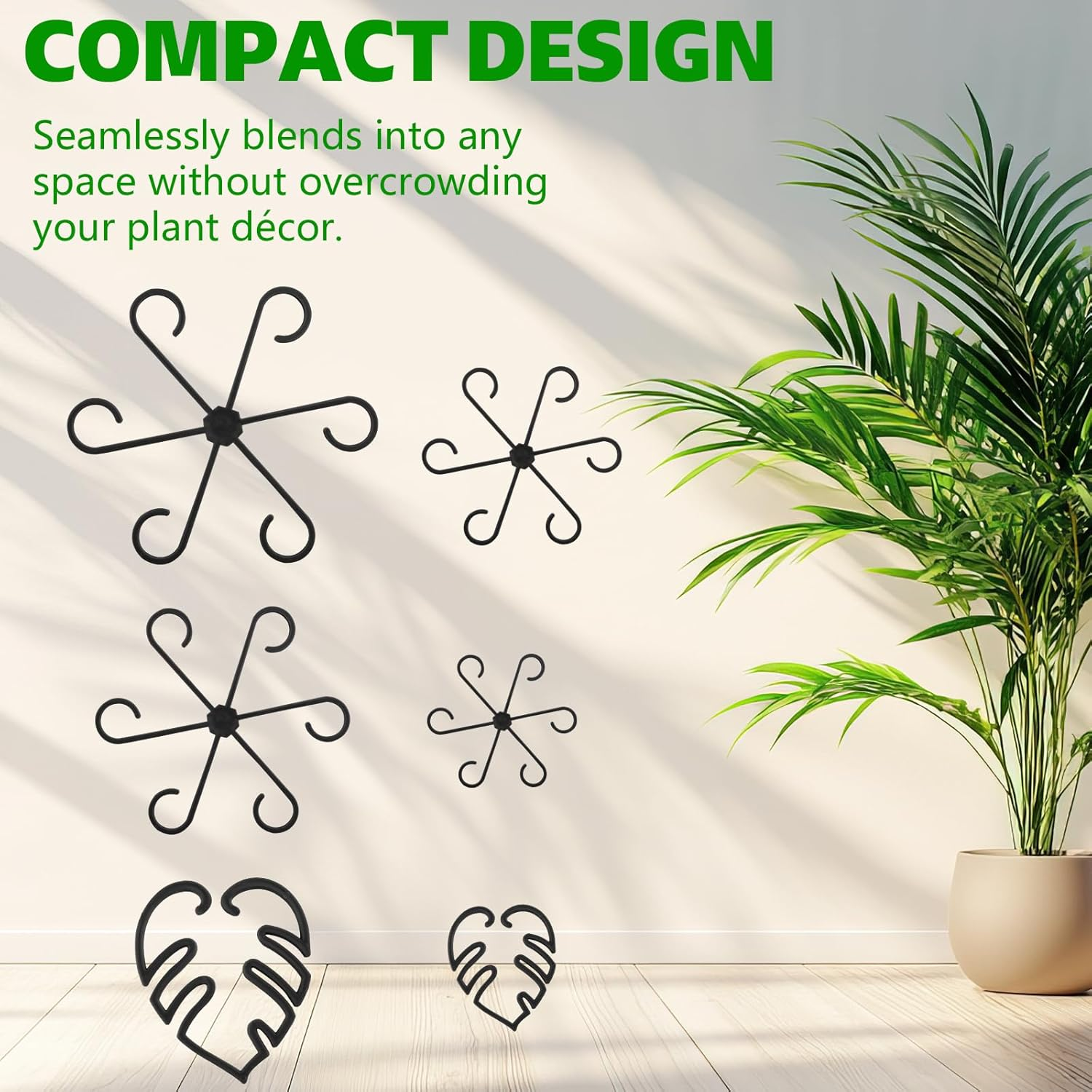 6Pcs Plant Stem Supports, Reusable Monstera Plant Stakes Sturdy Leaf Buddy Support Green Plants Propagation Holder Climbing Houseplant Trellis for Indoor Plants Healthy Growth Rack (Black) image number 6