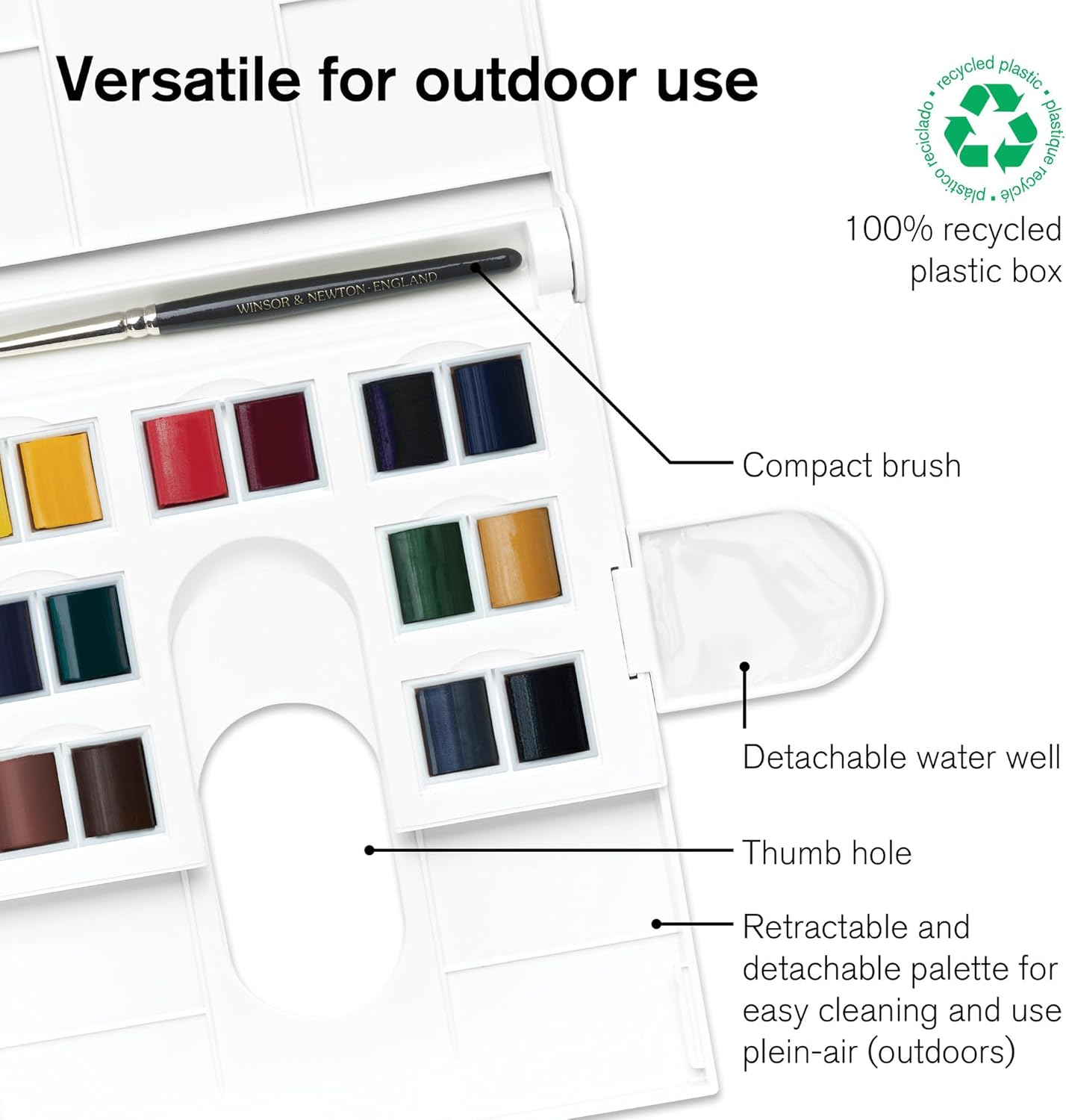 Winsor & Newton Professional Water Colour Lightweight Metal Box, 24 Half Pans image number 2