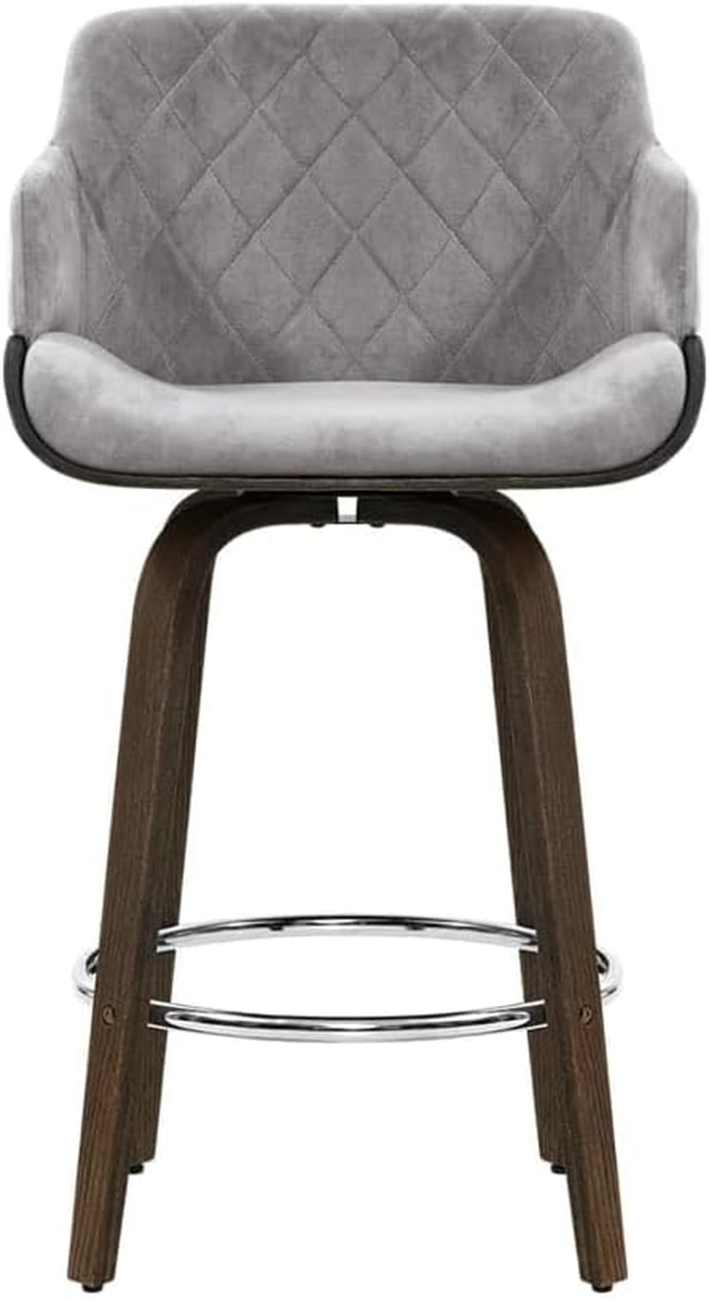 Artiss Bar Stools Stool Swivel Kitchen Counter Barstools Dining Chair Chairs Grey Velvet Fabric in 70Cm Seat Height Floor Set for Home Dining Room Cafe Outdoor Indoor image number 2