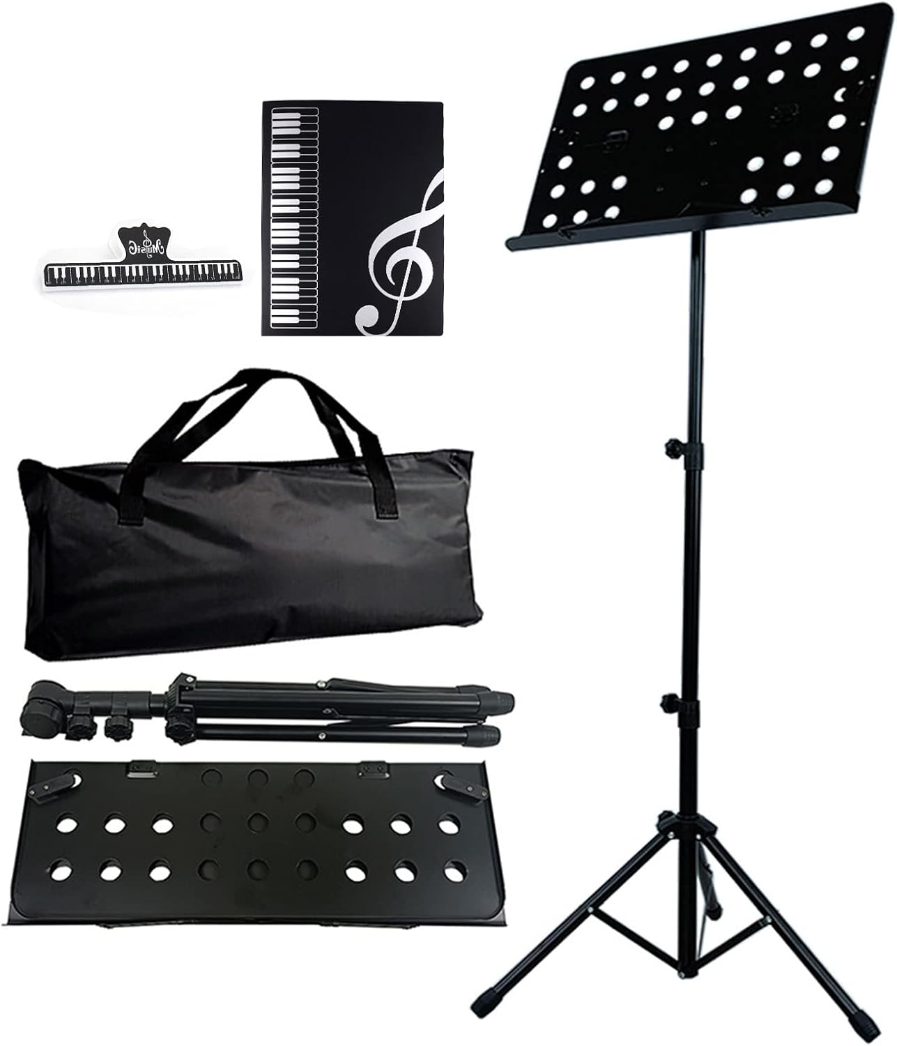 Adjustable Music Conductor Stand Folding Sheet Music Stand Lightweight Metal Music Holder Durable Tabletop for Guitar Pianomatte Black (Music Sheet Stand 1/Pack, Black) (Big) image number 3