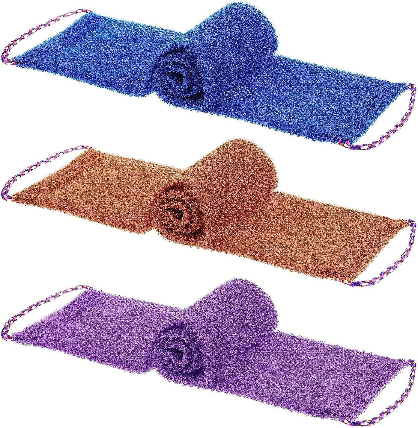 3Pcs African Net Sponge with Knots, Long African Exfoliating Net Bath Sponge Wash Cloth for Back, Foot, and Scalp, Exfoliator and Body Scrubber, Shower & Bath Accessories for Women & Men image number 2