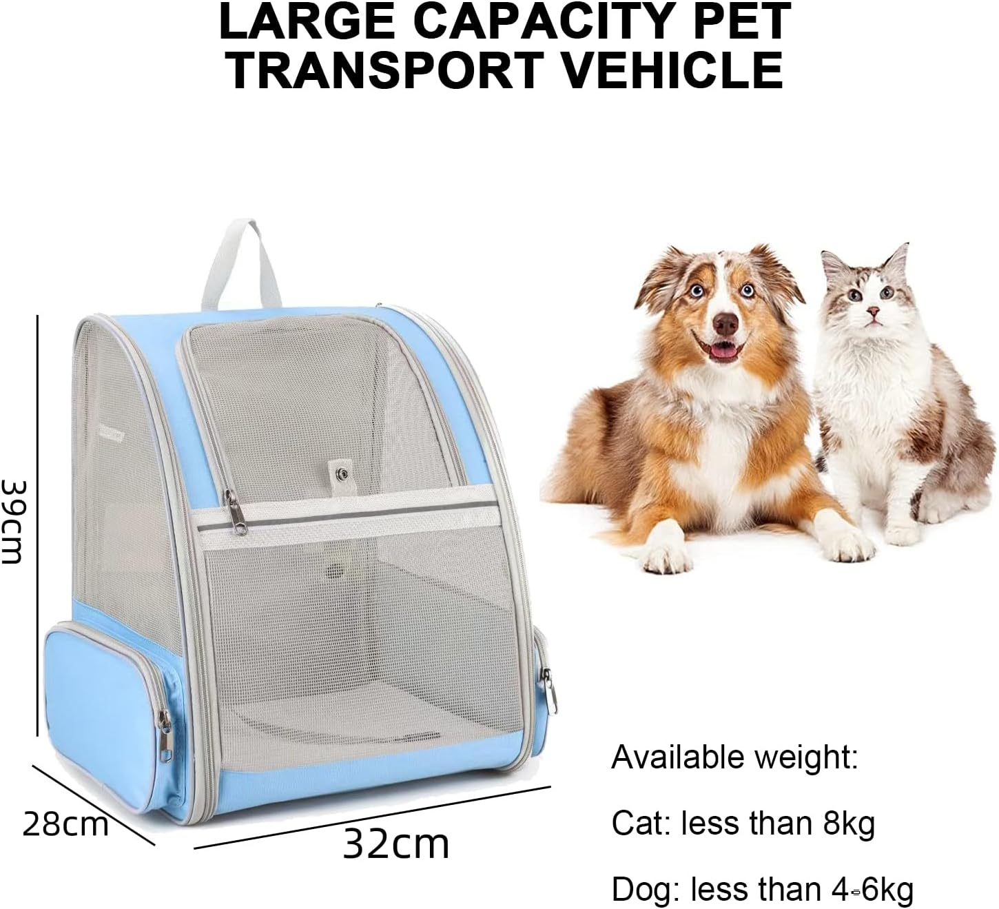Pet Backpack Carrier for Small Pets Cats Dogs and Rabbit up to 16 Pounds, Collapsible Breathable Ventilated Design, Safety Straps, Backpack Designed for Travel, Hiking, Walking & Outdoor Use (Blue) image number 1