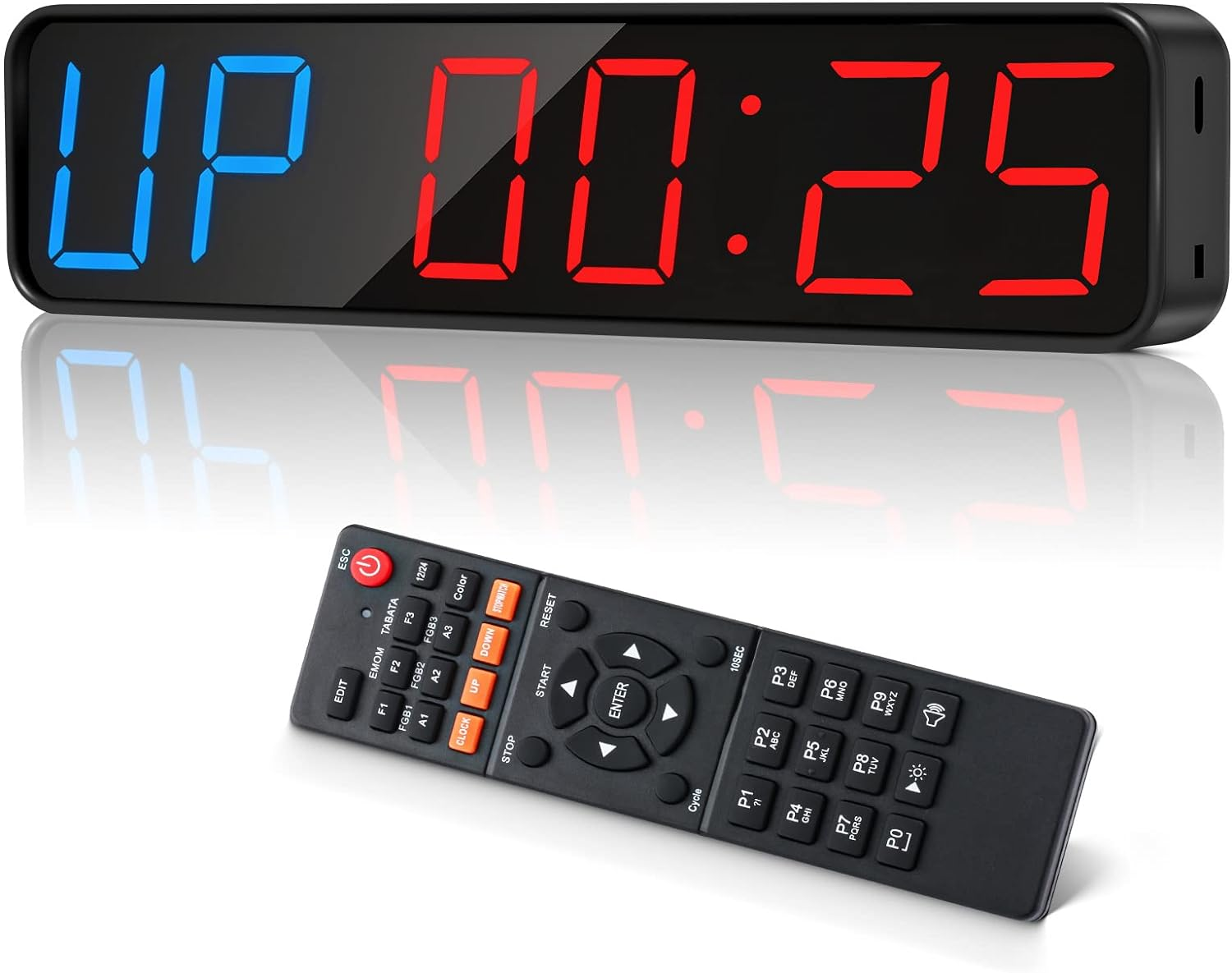 Gym Timer, Portable, Interval Timer with Rechargeable Battery and Built-In Magnet, Large LED Digital anti Vertigo Display, Upgraded Workout Clock for Home Gym Garage Fitness Boxing 1.5"