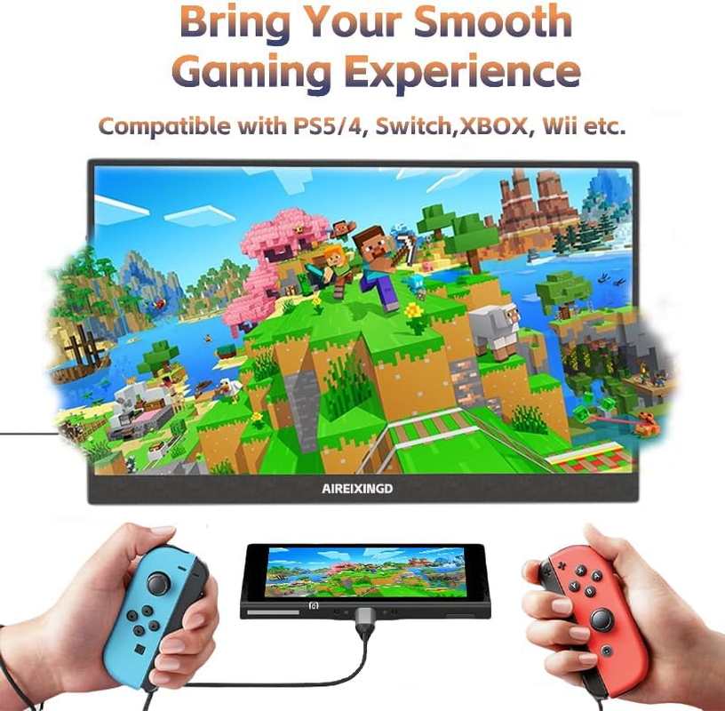 AIREIXINGD 15.6'' Portable Monitor 144HZ FHD 1080P Kickstand Portable Laptop Monitor IPS Computer External Screen USB C HDMI Display for PC MAC Phone Xbox PS5 image number 5