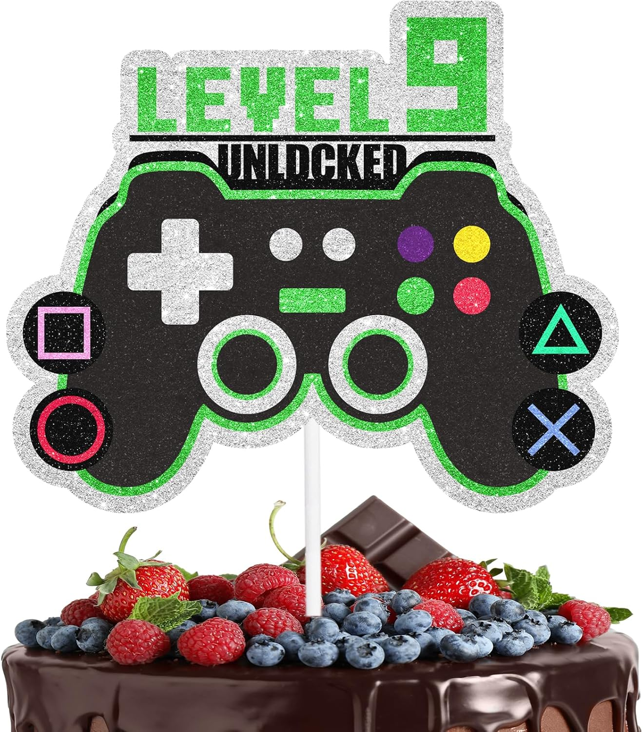 Game Controller Cake Topper Video Game Theme Level up 9 Happy Birthday Unlocked Decoration, Boys and Girls Birthday Party, Game Night, or Anniversary Party Decoration, Birthday Gift for Kids.Liangss - 11Th image number 4