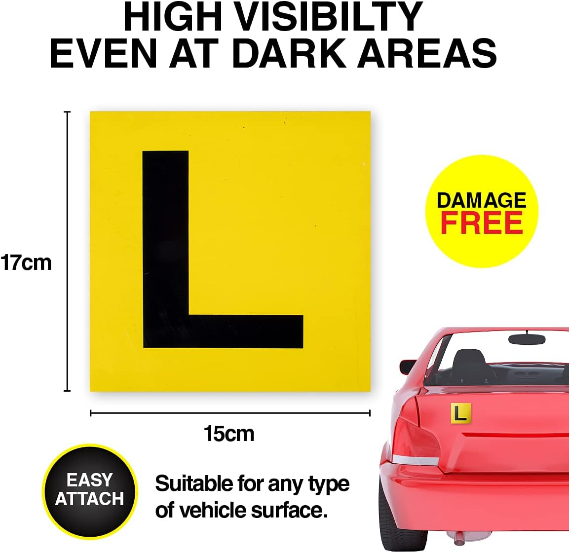 Handy Automotive All States Magnetic L Plate, Yellow (Pack of 2) image number 5
